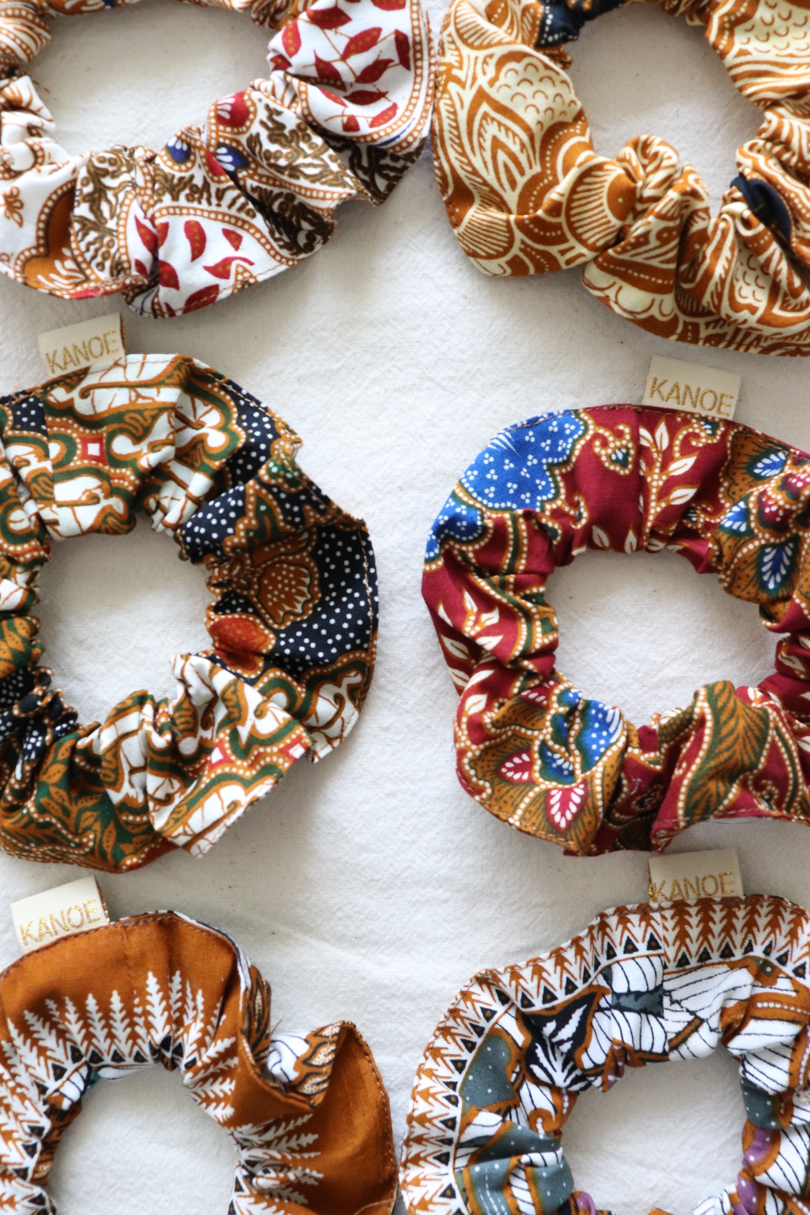 Batik Scrunchies [Set of 6] - Almond Crunch