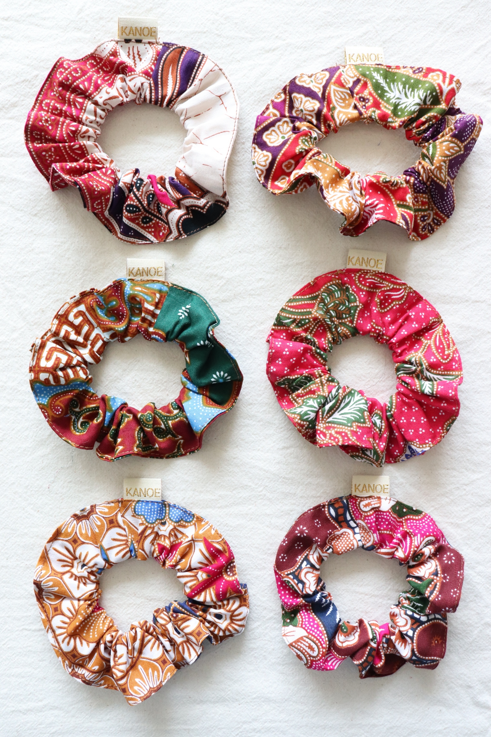 Batik Scrunchies [Set of 6] - Berry Spears