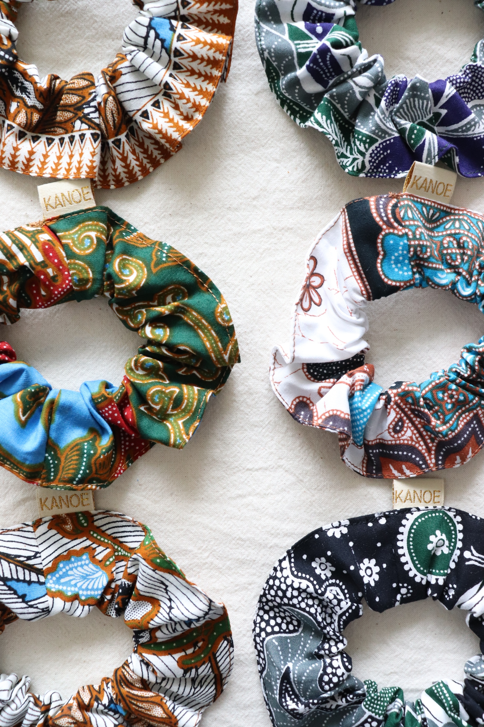 Batik Scrunchies [Set of 6] - Andes Mint