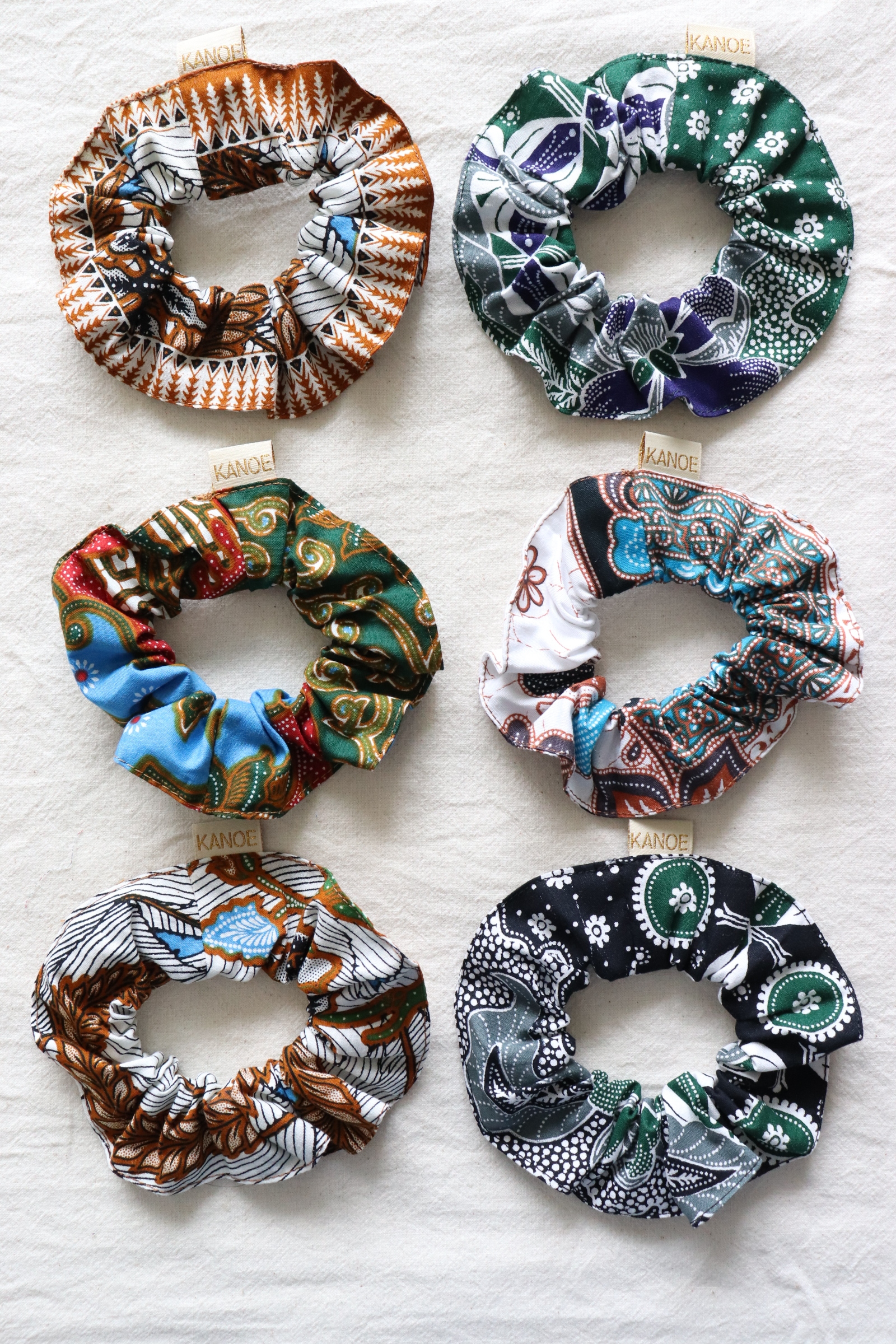 Batik Scrunchies [Set of 6] - Andes Mint