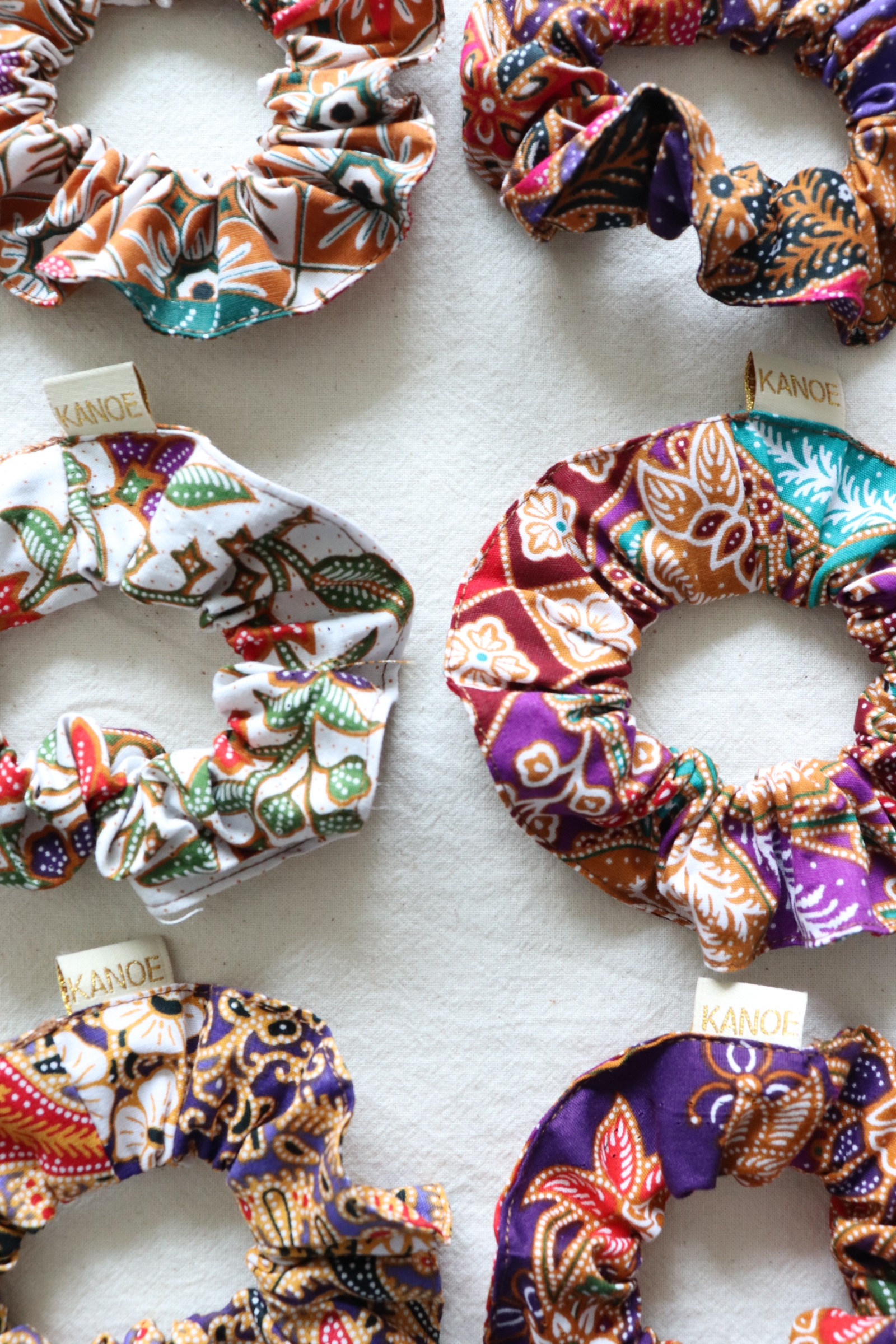 Batik Scrunchies [Set of 6] - Rosemary Lavendar