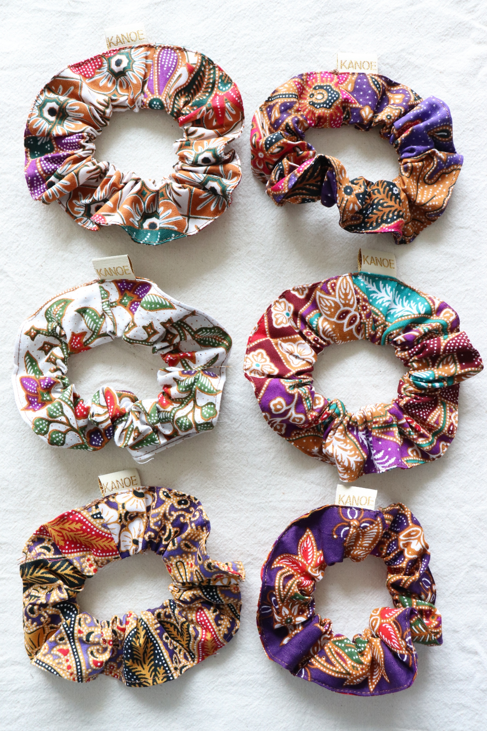 Batik Scrunchies [Set of 6] - Rosemary Lavendar