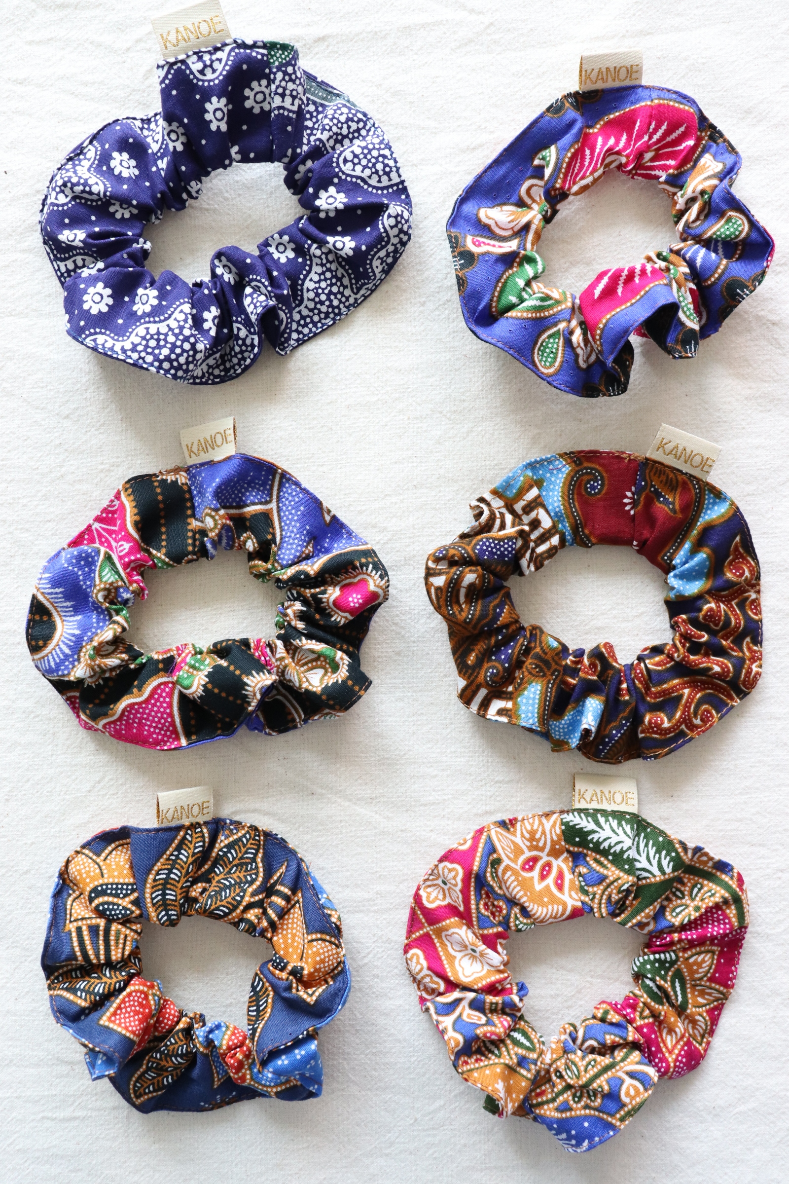 Batik Scrunchies [Set of 6] - Raspberry