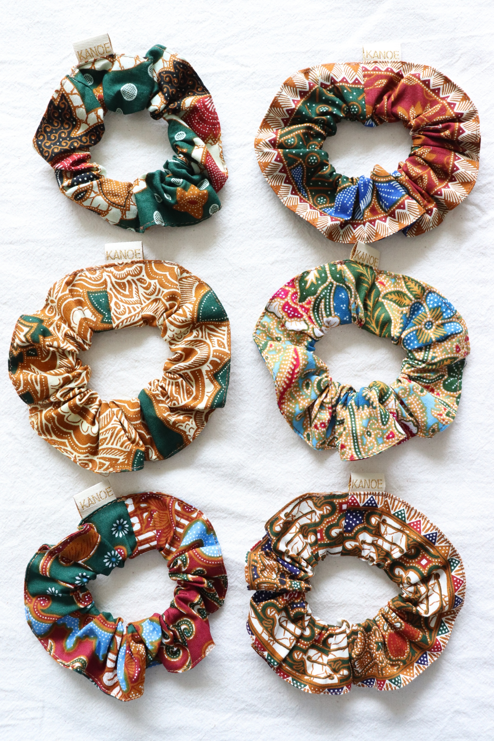Batik Scrunchies [Set of 6] - Avo cado