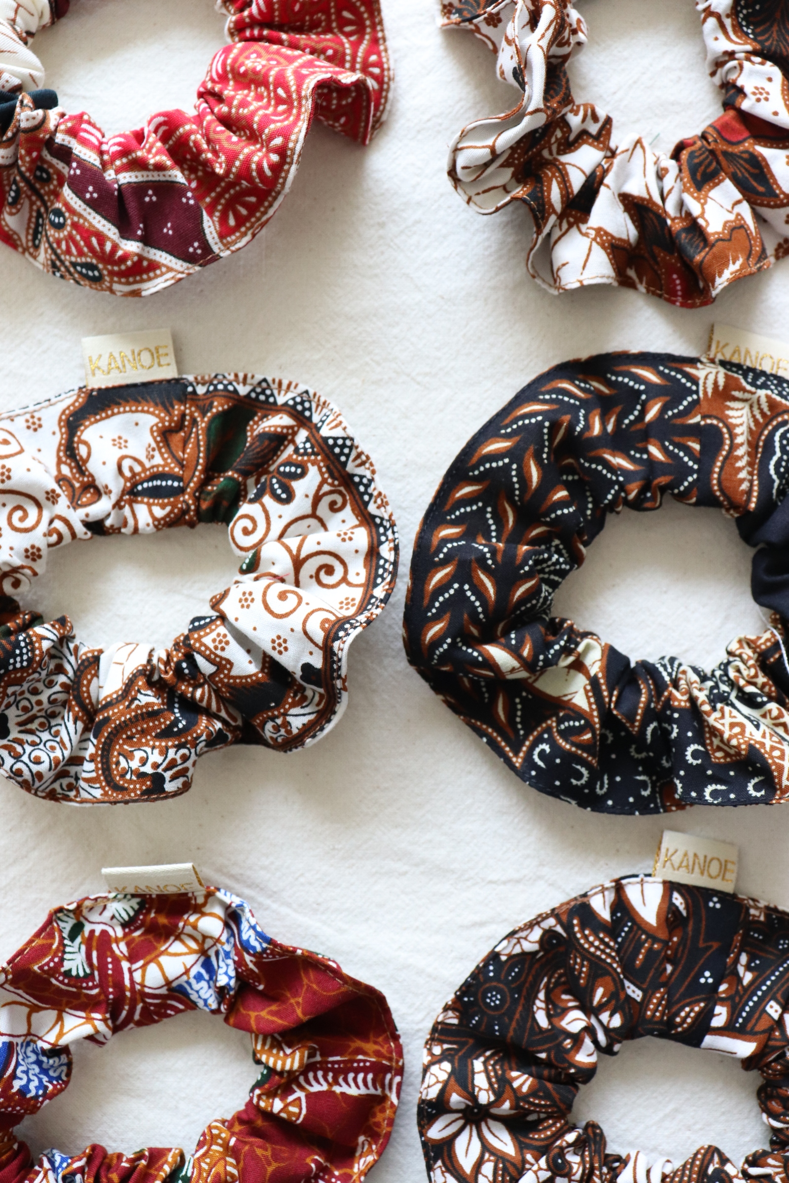 Batik Scrunchies [Set of 6] - Nutty Choco
