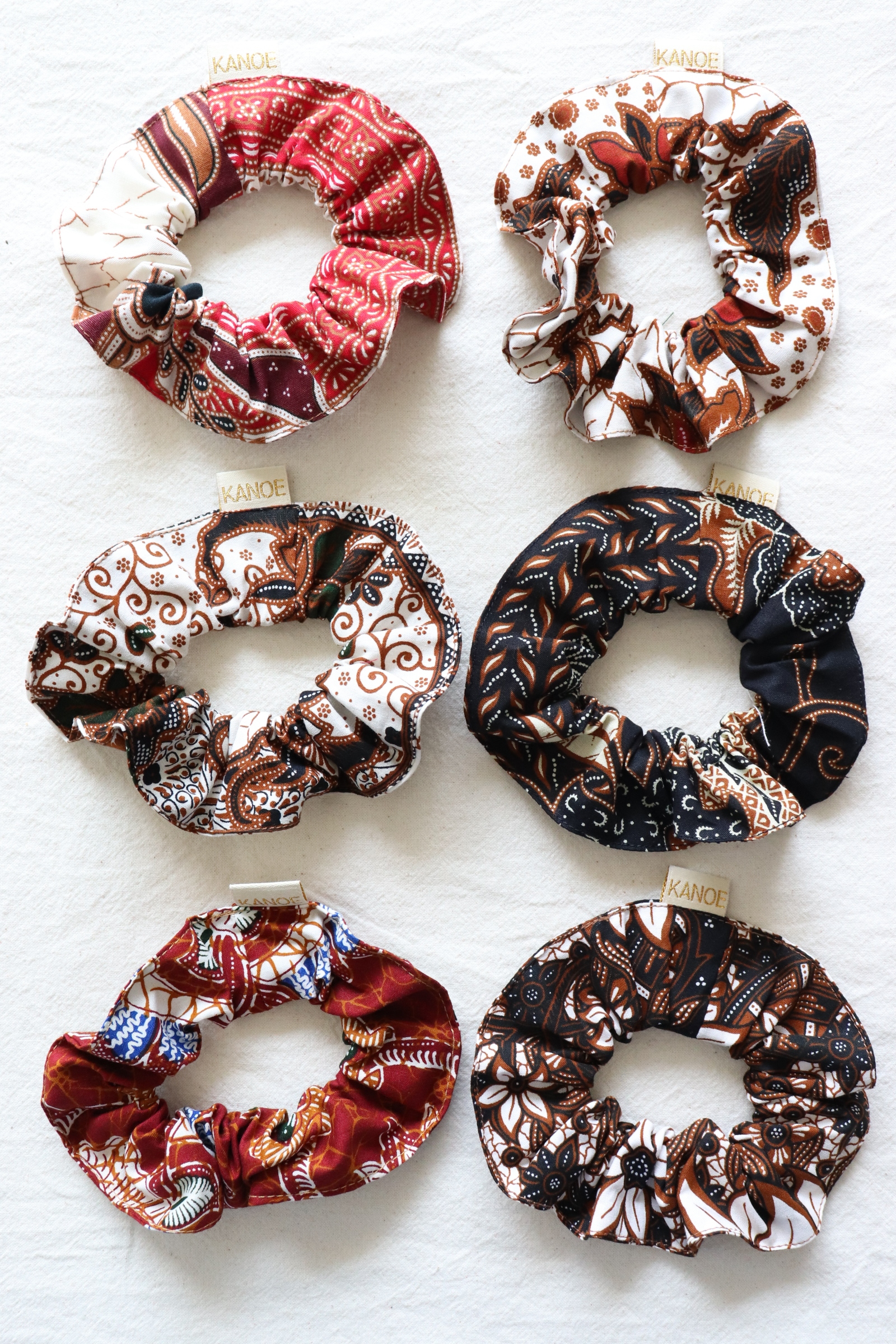 Batik Scrunchies [Set of 6] - Nutty Choco