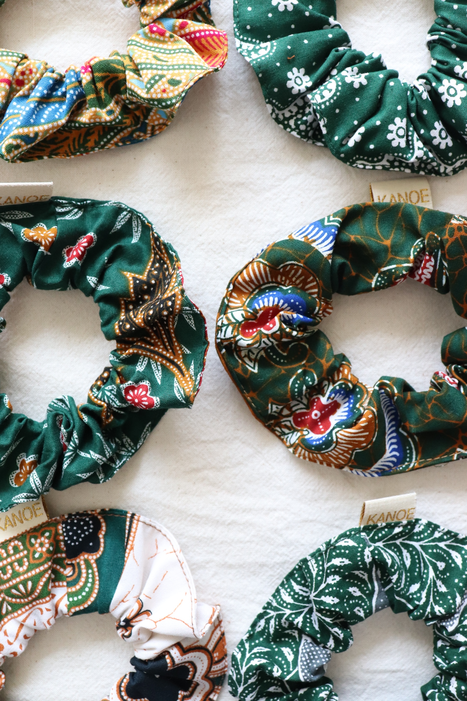 Batik Scrunchies [Set of 6] - Green Teas