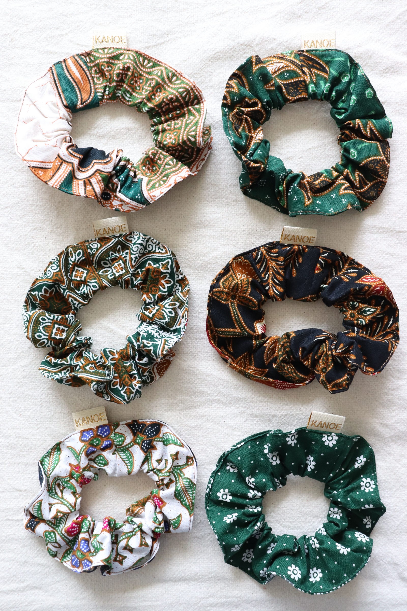 Batik Scrunchies [Set of 6] - Choco Mint