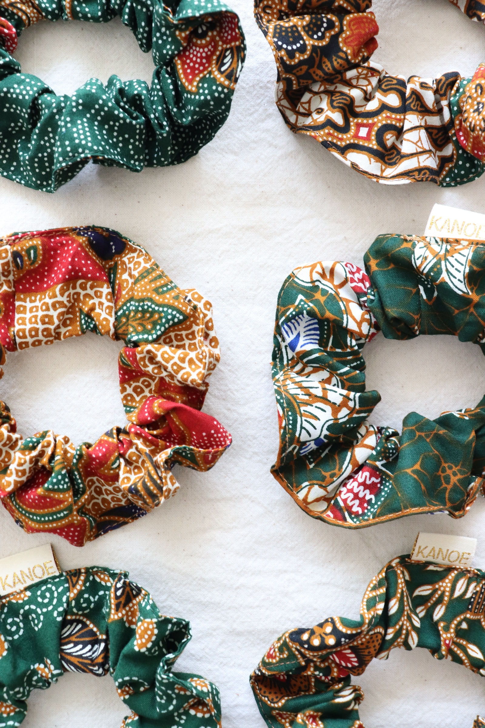 Batik Scrunchies [Set of 6] - Nutty Pistachio