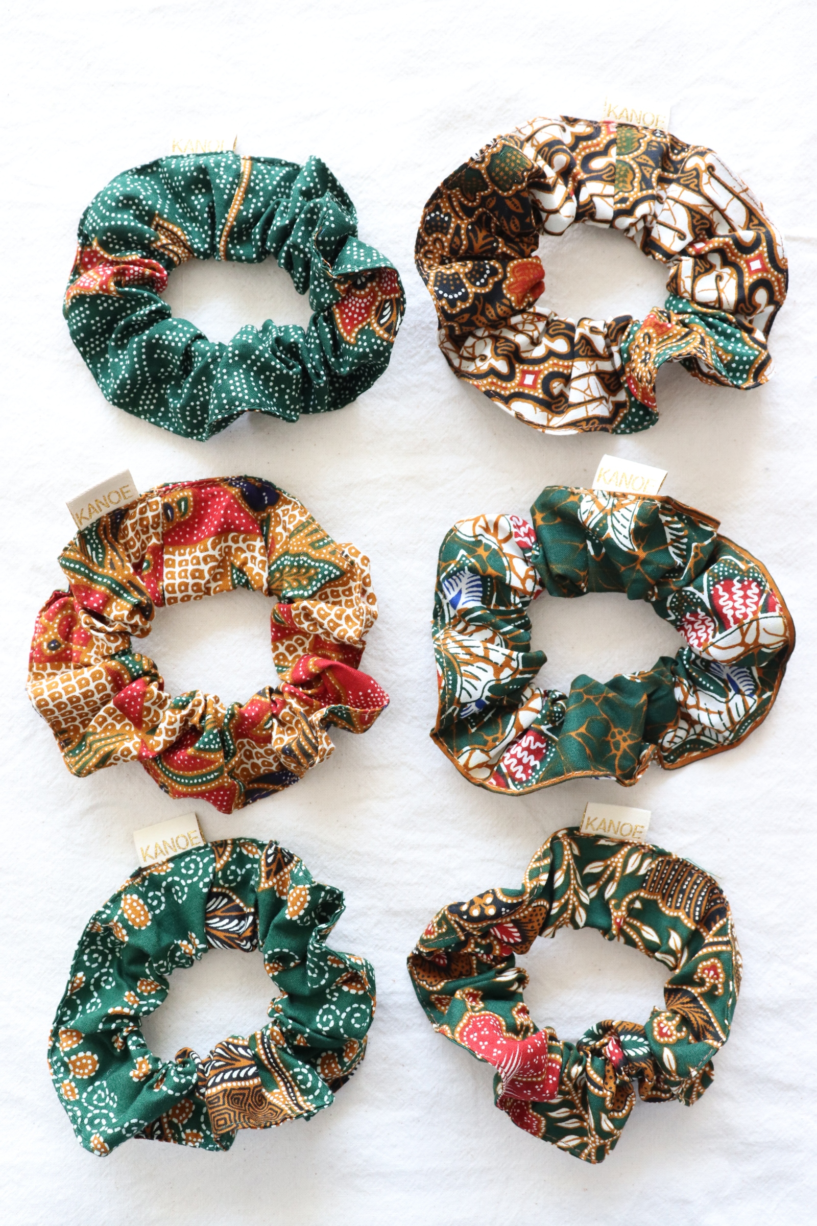 Batik Scrunchies [Set of 6] - Nutty Pistachio