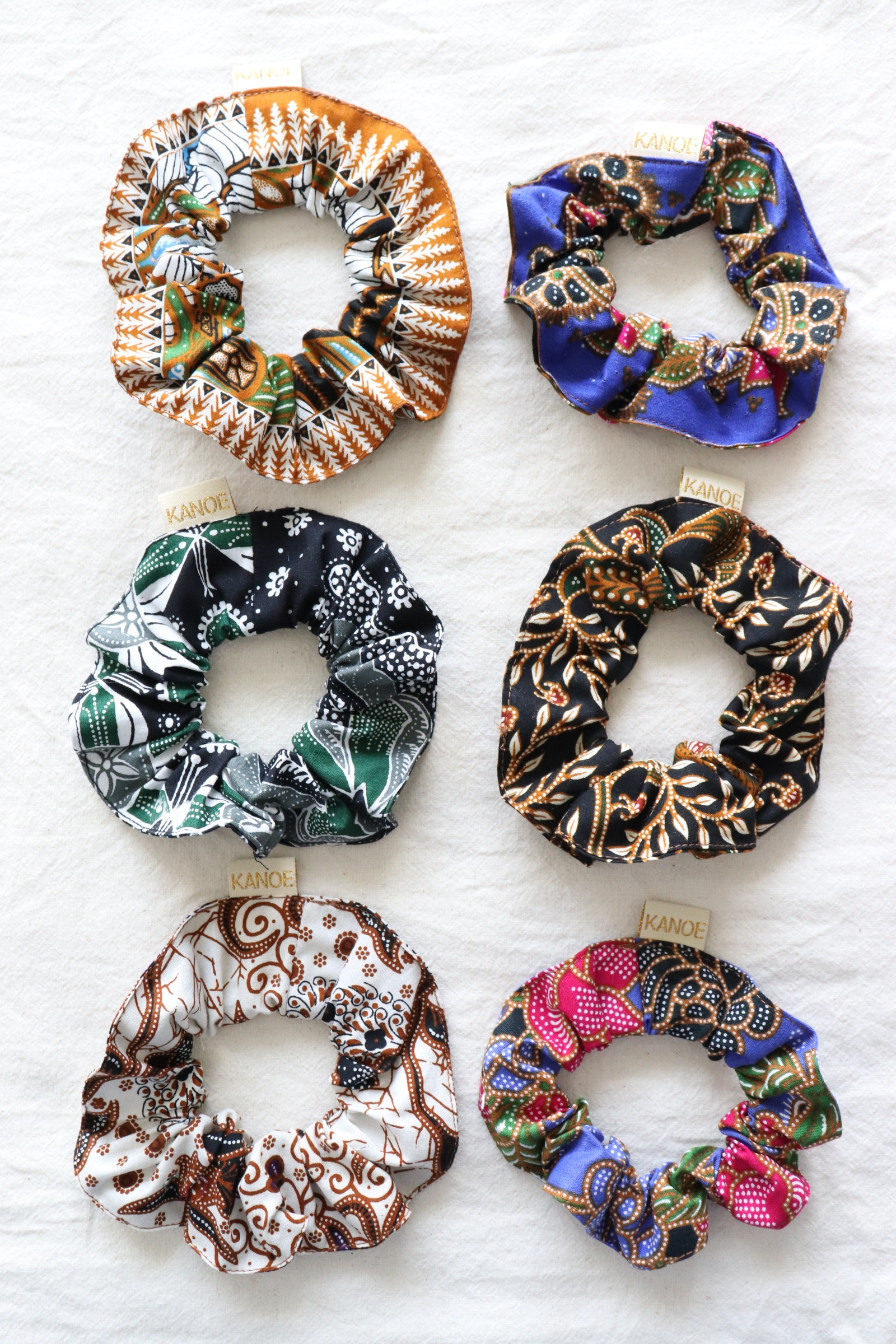 Batik Scrunchies [Set of 6] - Apple Cider