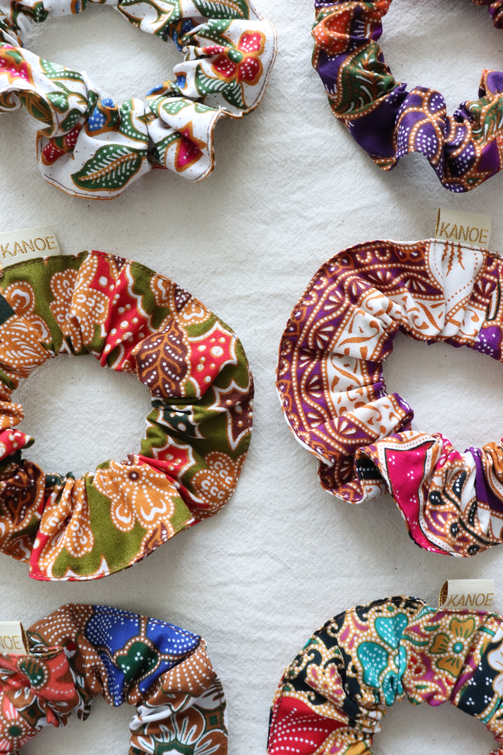 Batik Scrunchies [Set of 6] - Maple Syrup