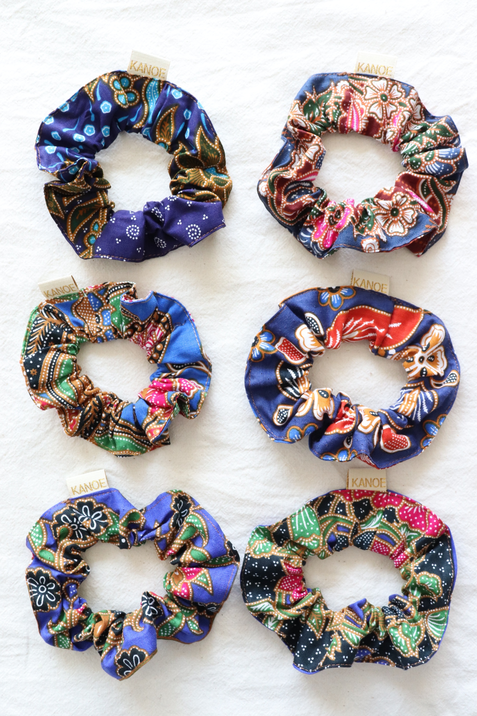 Batik Scrunchies [Set of 6] - Blackcurrant Kreme