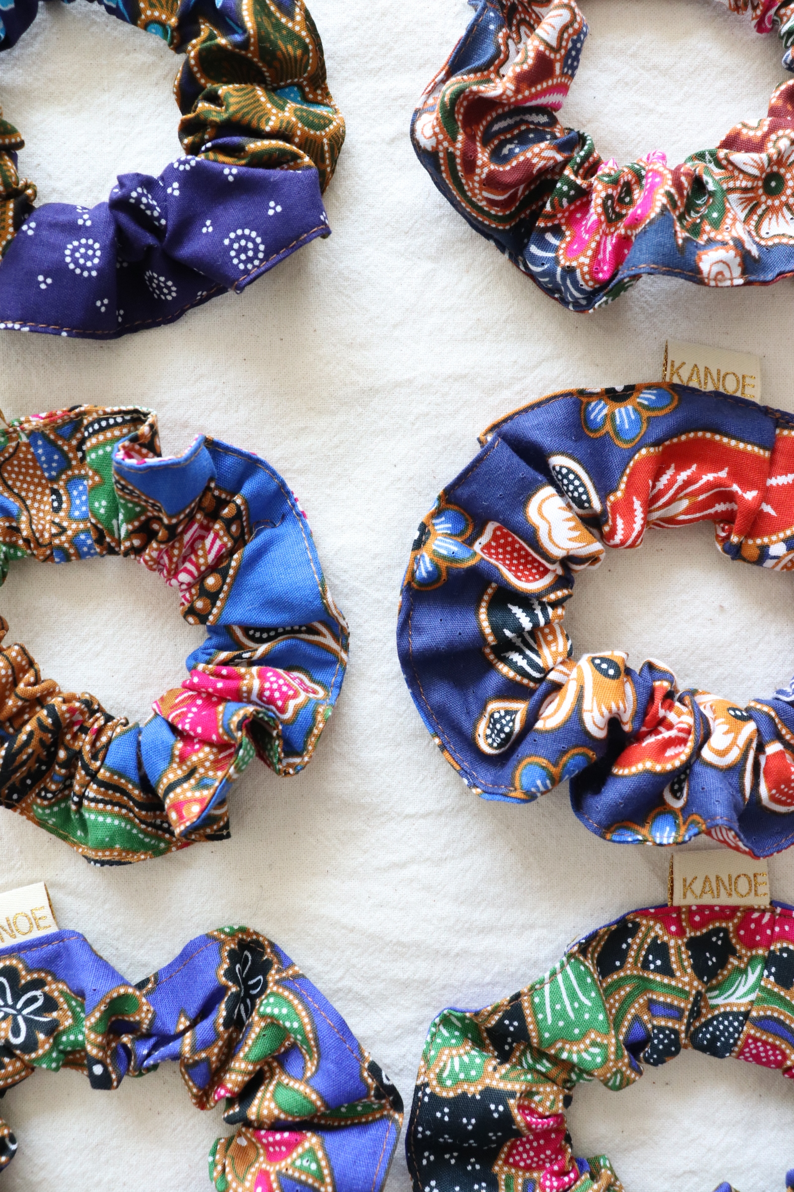 Batik Scrunchies [Set of 6] - Blackcurrant Kreme