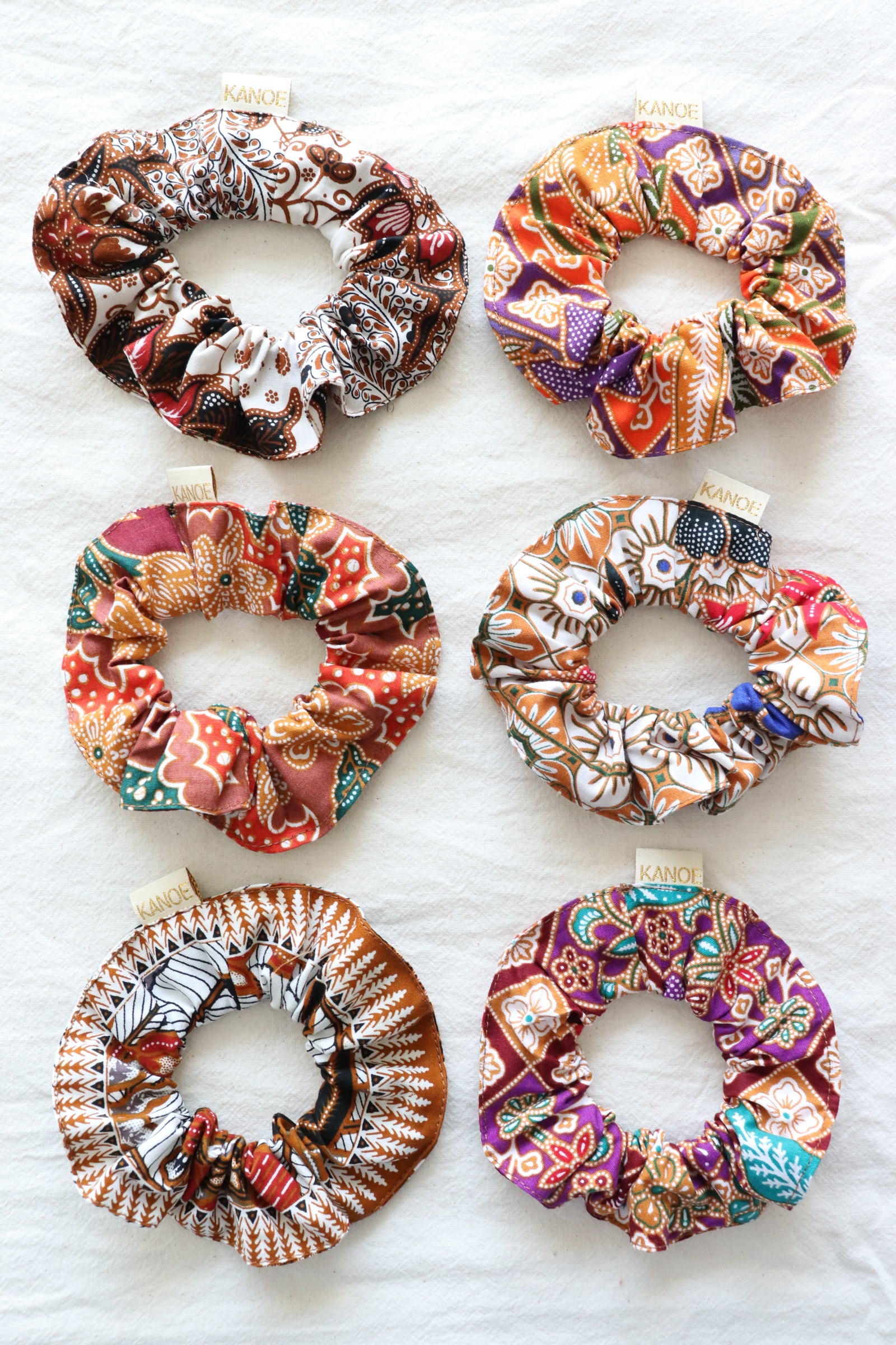 Batik Scrunchies [Set of 6] - Lemon Meringue