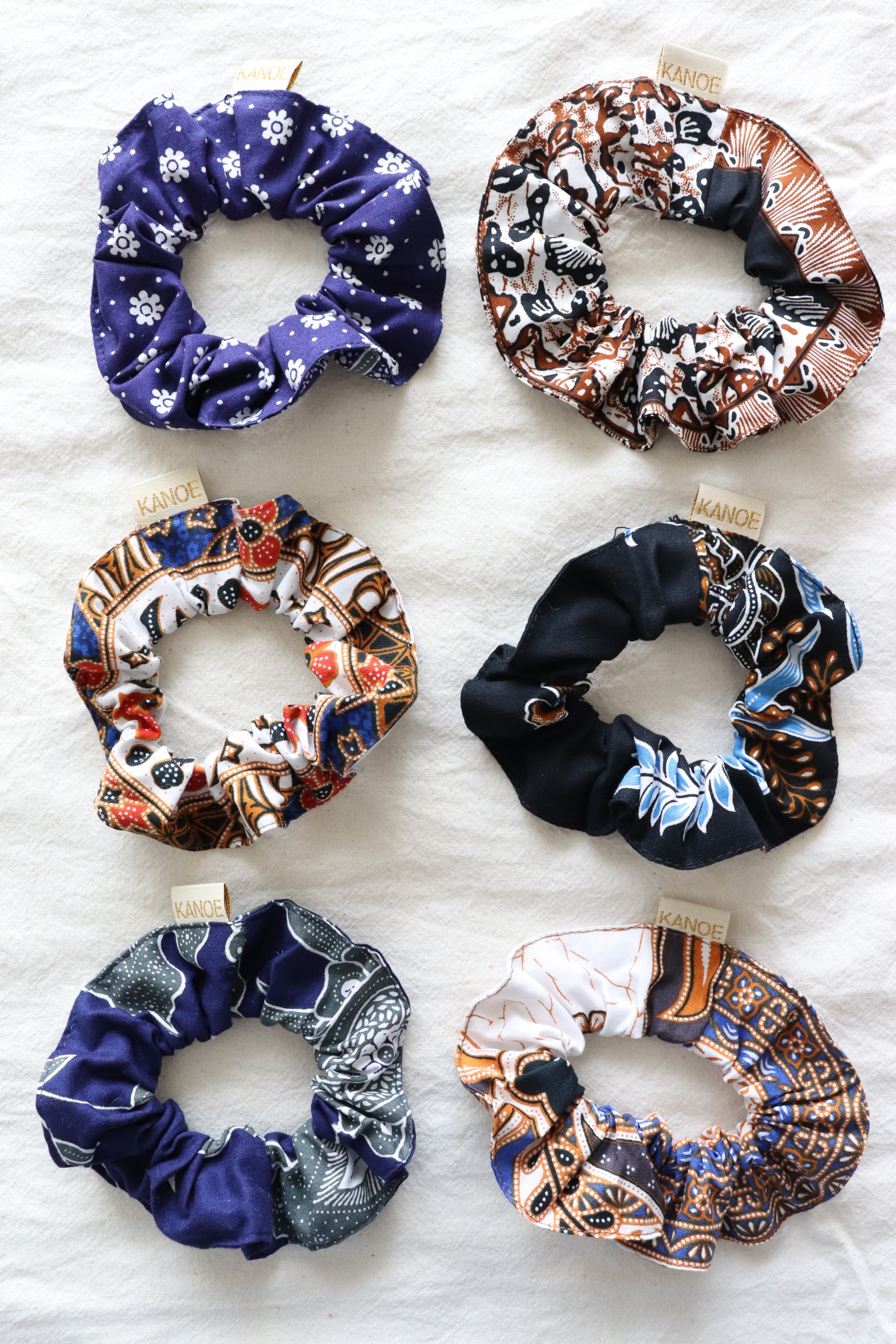 Batik Scrunchies [Set of 6] - Blue Cheese