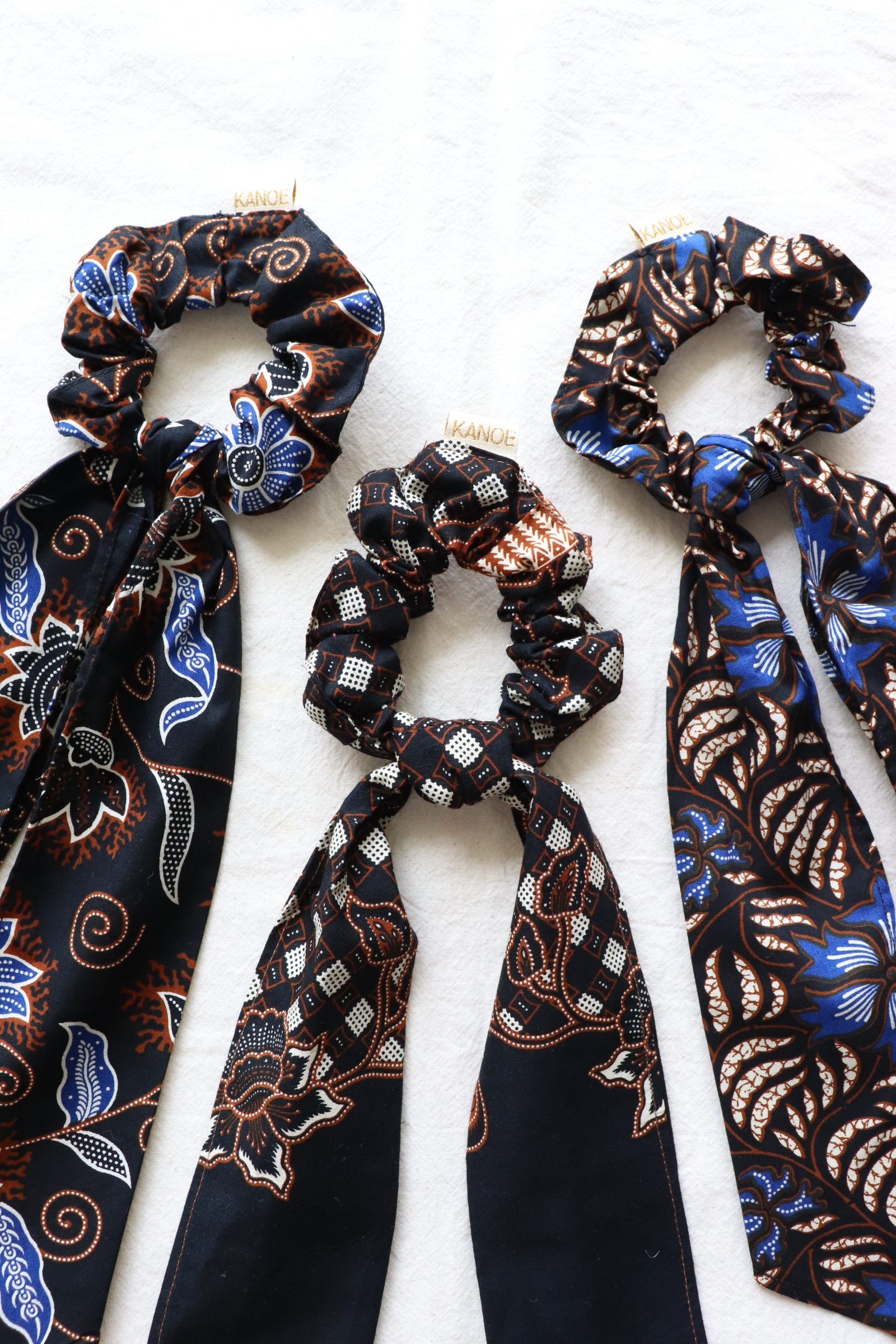 Batik Scrunchie w/ Ribbon [Set of 3] - Skye