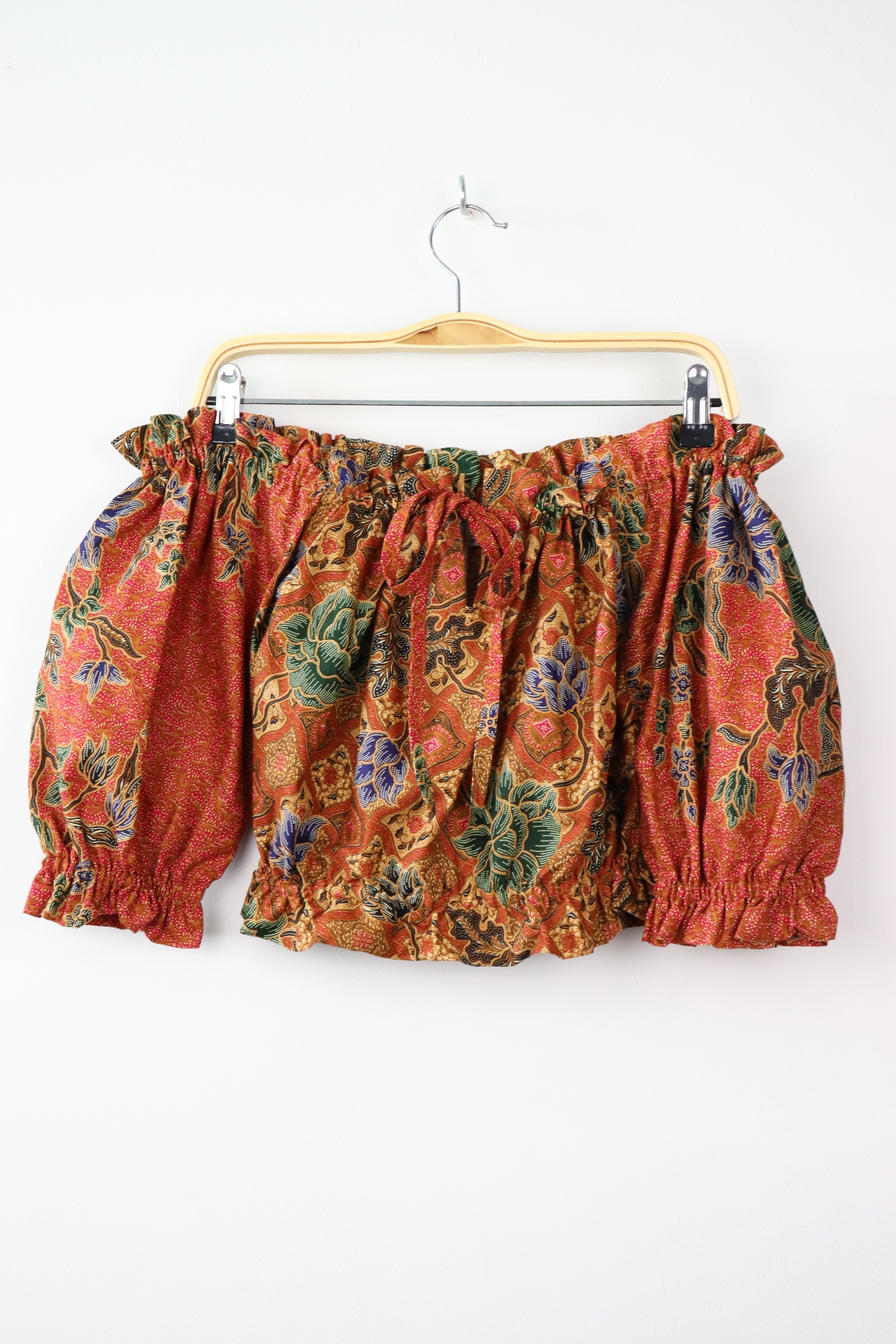 Off-Shoulder Batik Blouse - Terra (Earth Red)