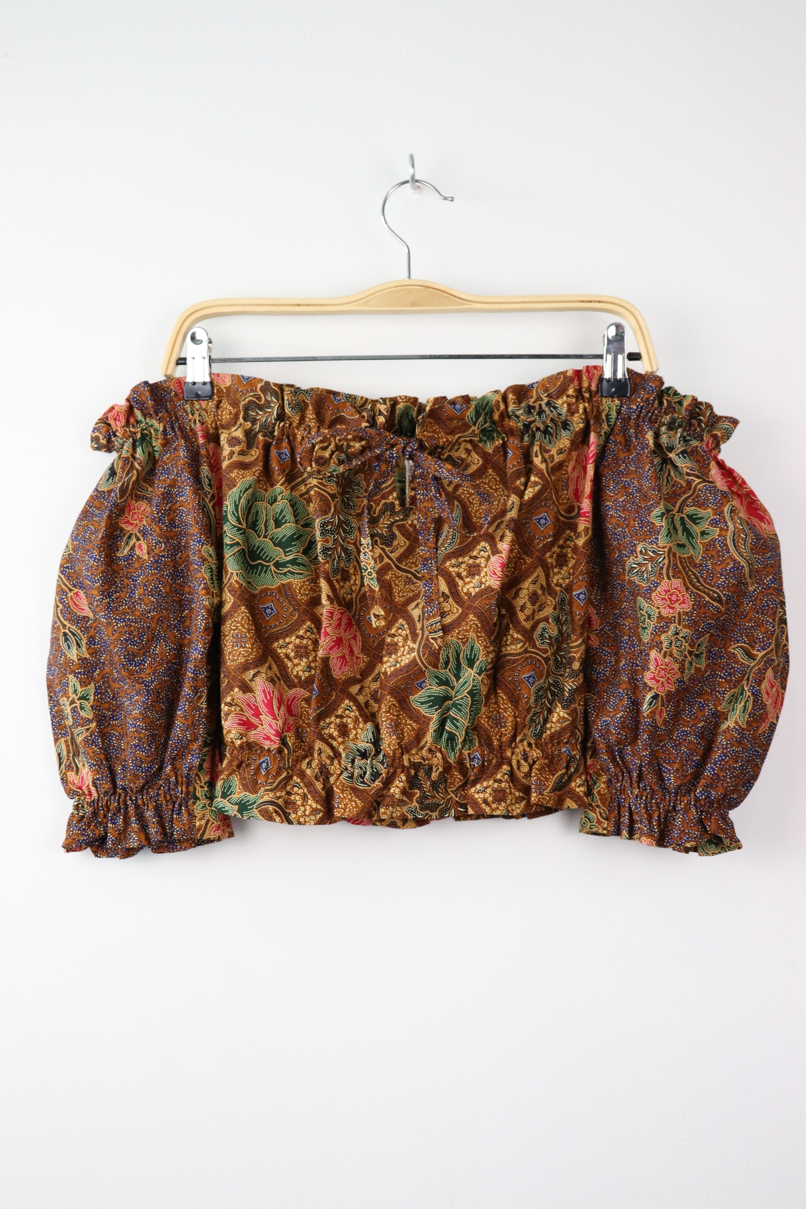 Off-Shoulder Batik Blouse - Terra (Blue)