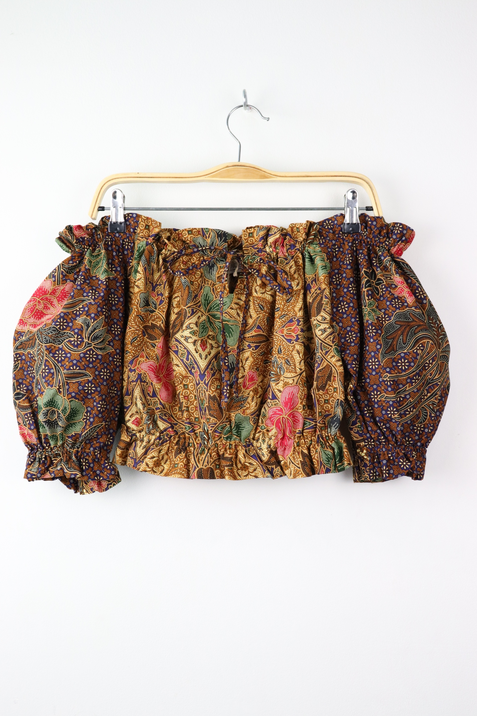 Off-Shoulder Batik Blouse - Sapphire (Blue)