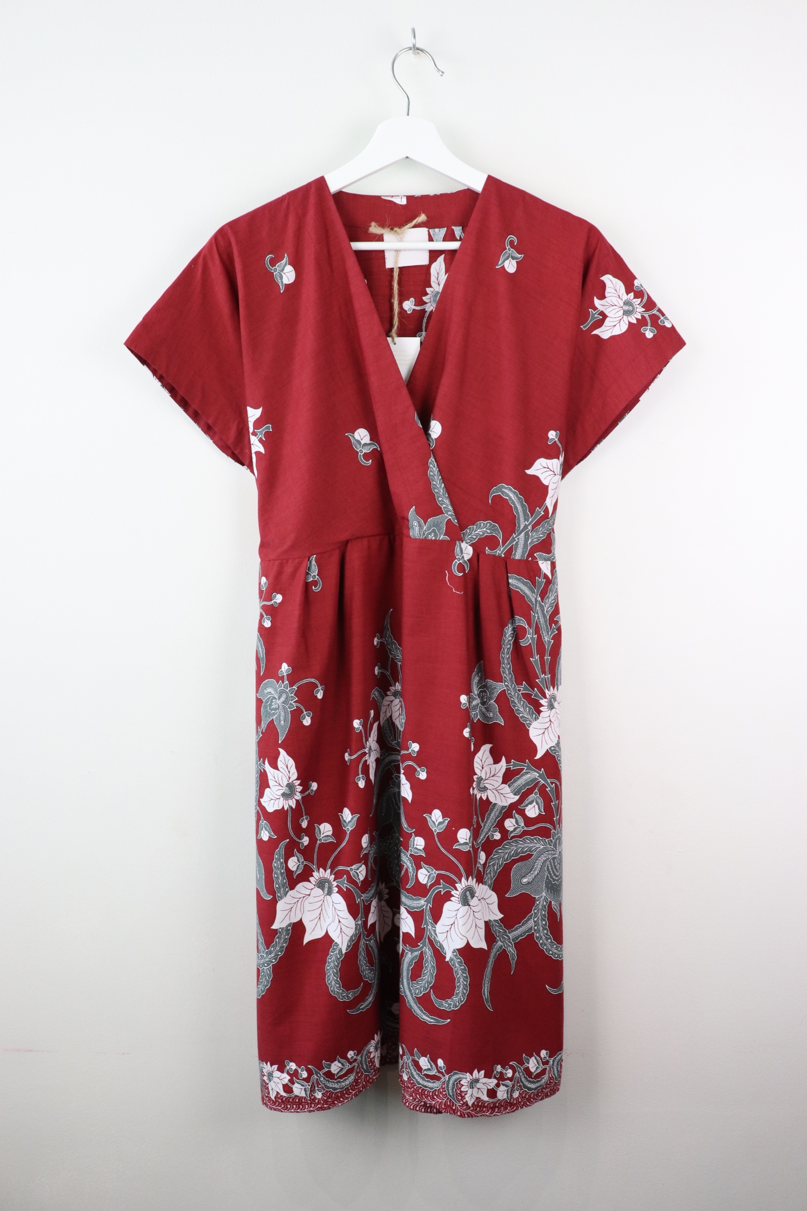 Kimono wrap dress w/ mandarin collar -