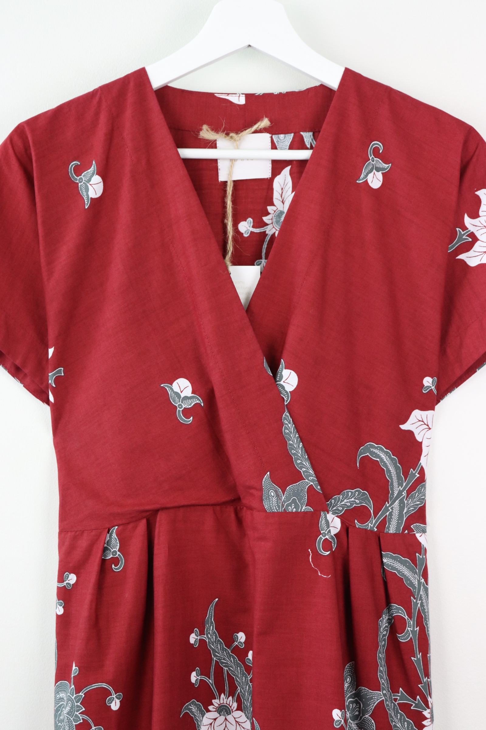 Kimono wrap dress w/ mandarin collar -