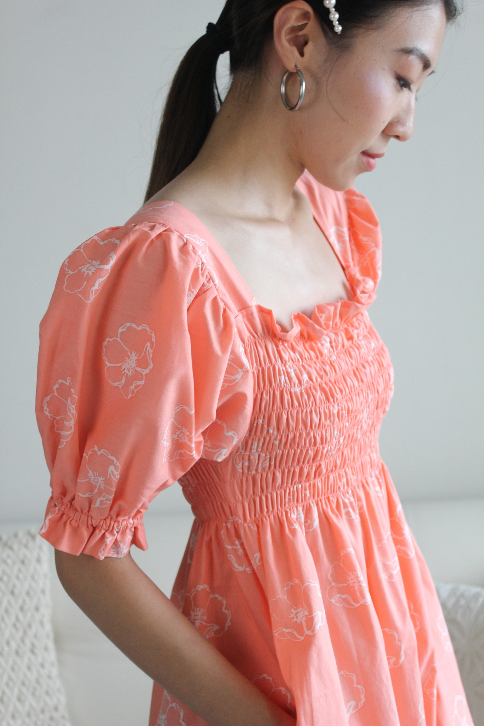 Babydoll Dress - Lil Bunga Peach (Batik Terap)