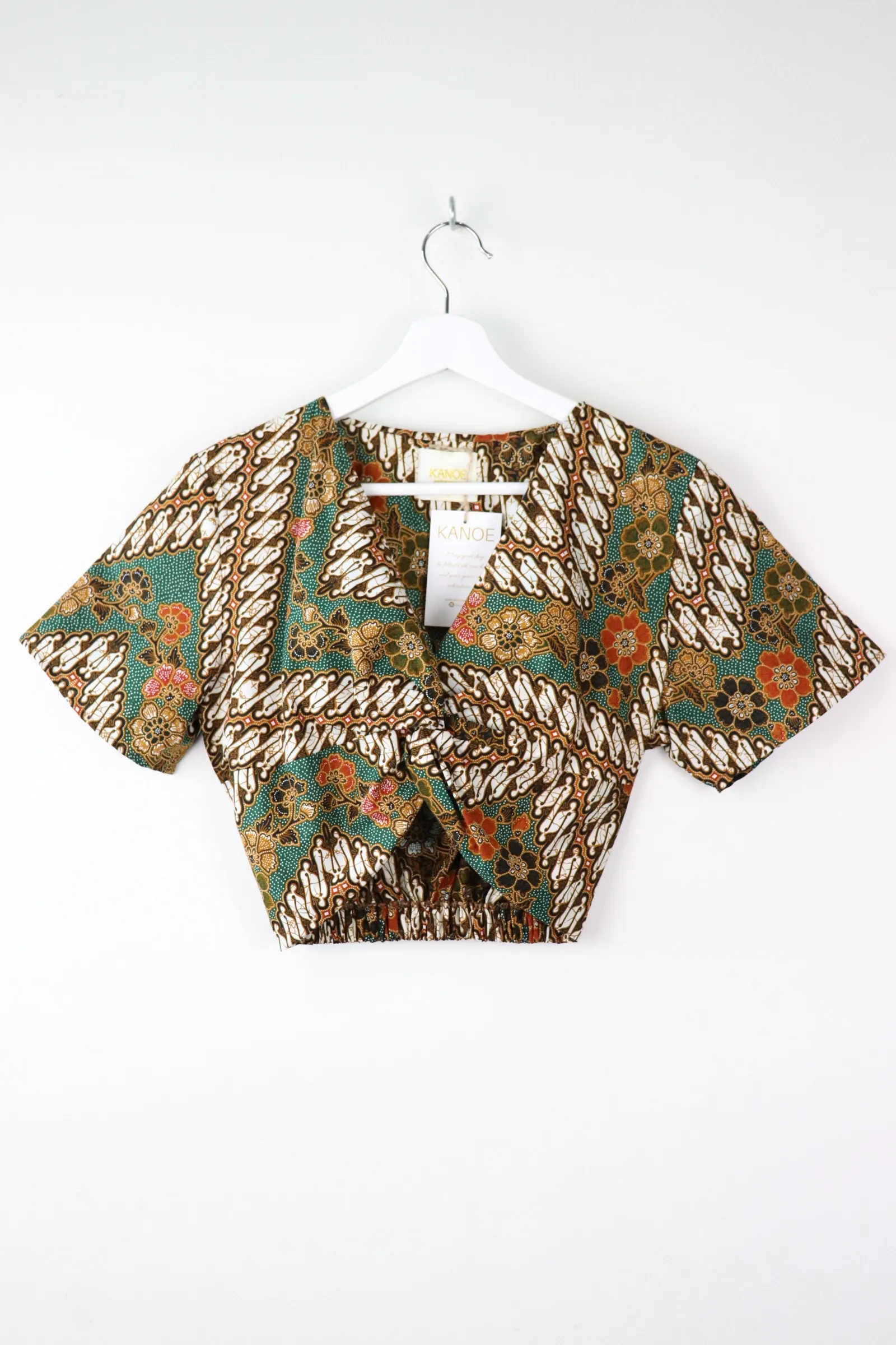 Twisted Front Batik Top - Marrakech Garden (Green)
