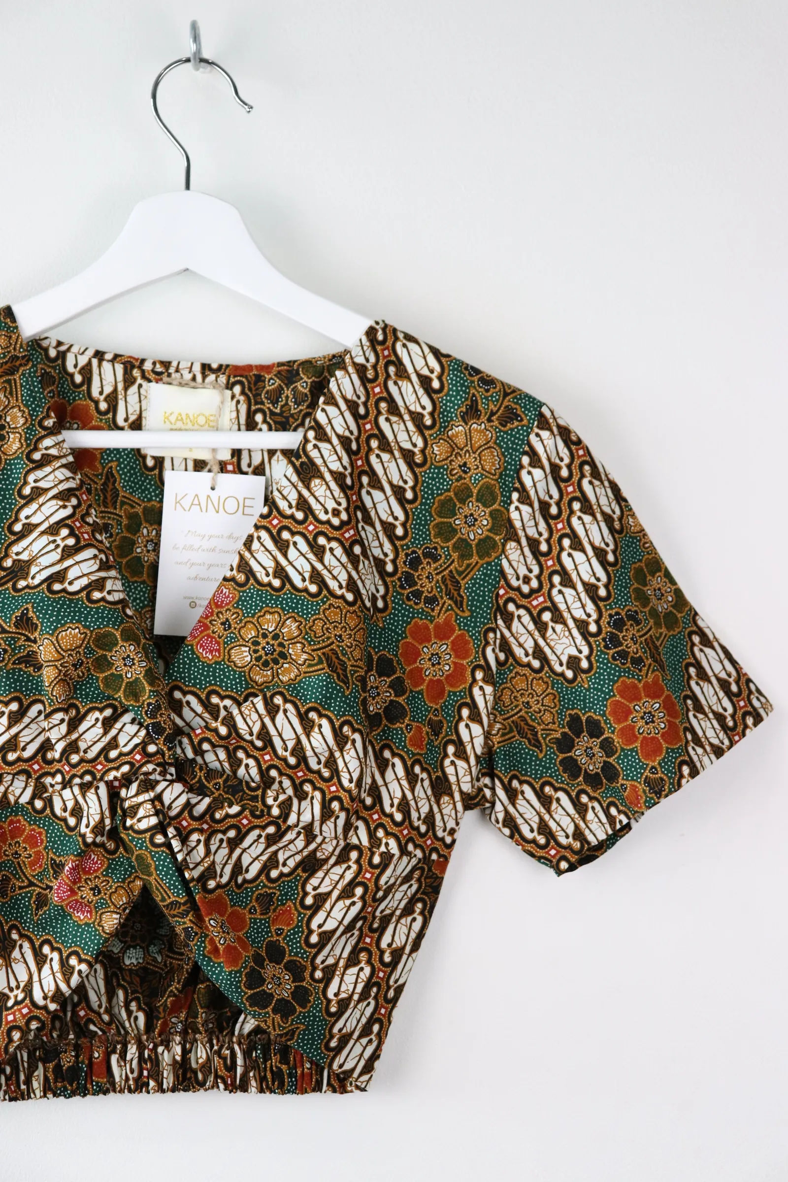 Twisted Front Batik Top - Marrakech Garden (Green)