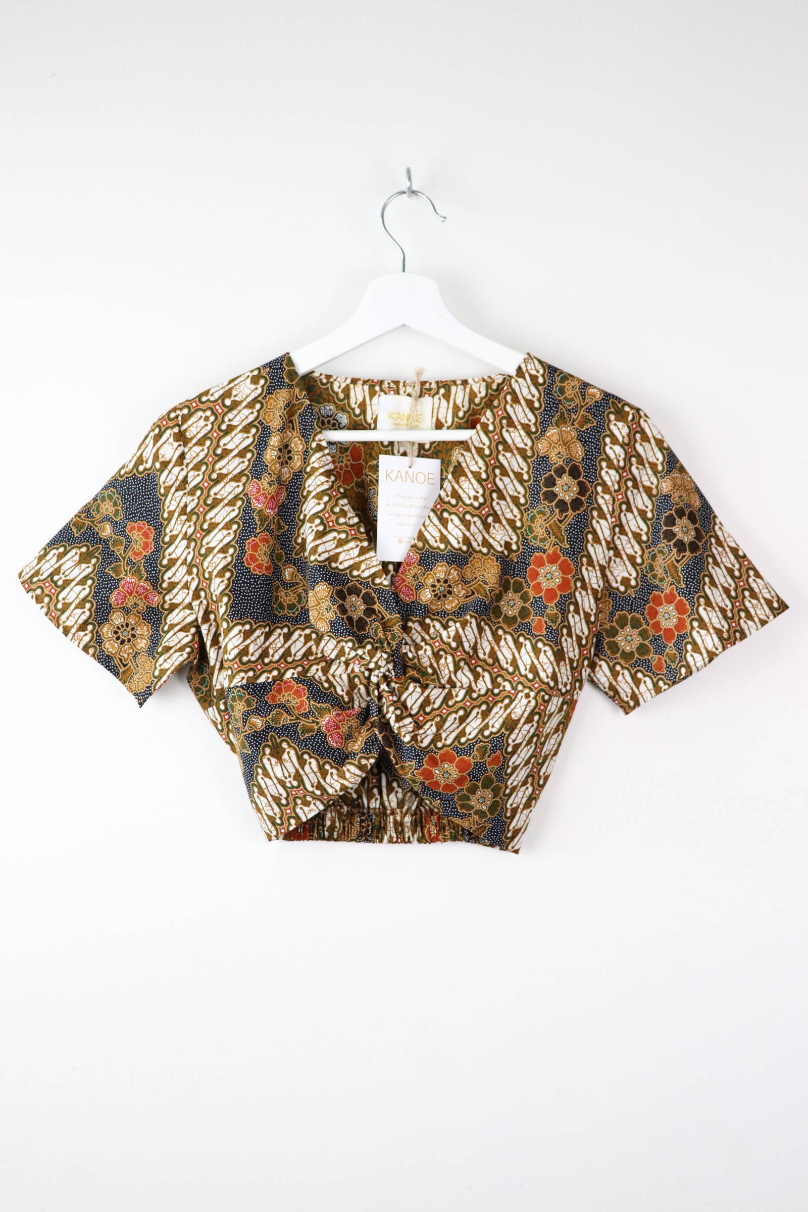 Twisted Front Batik Top - Marrakech Garden (Black)