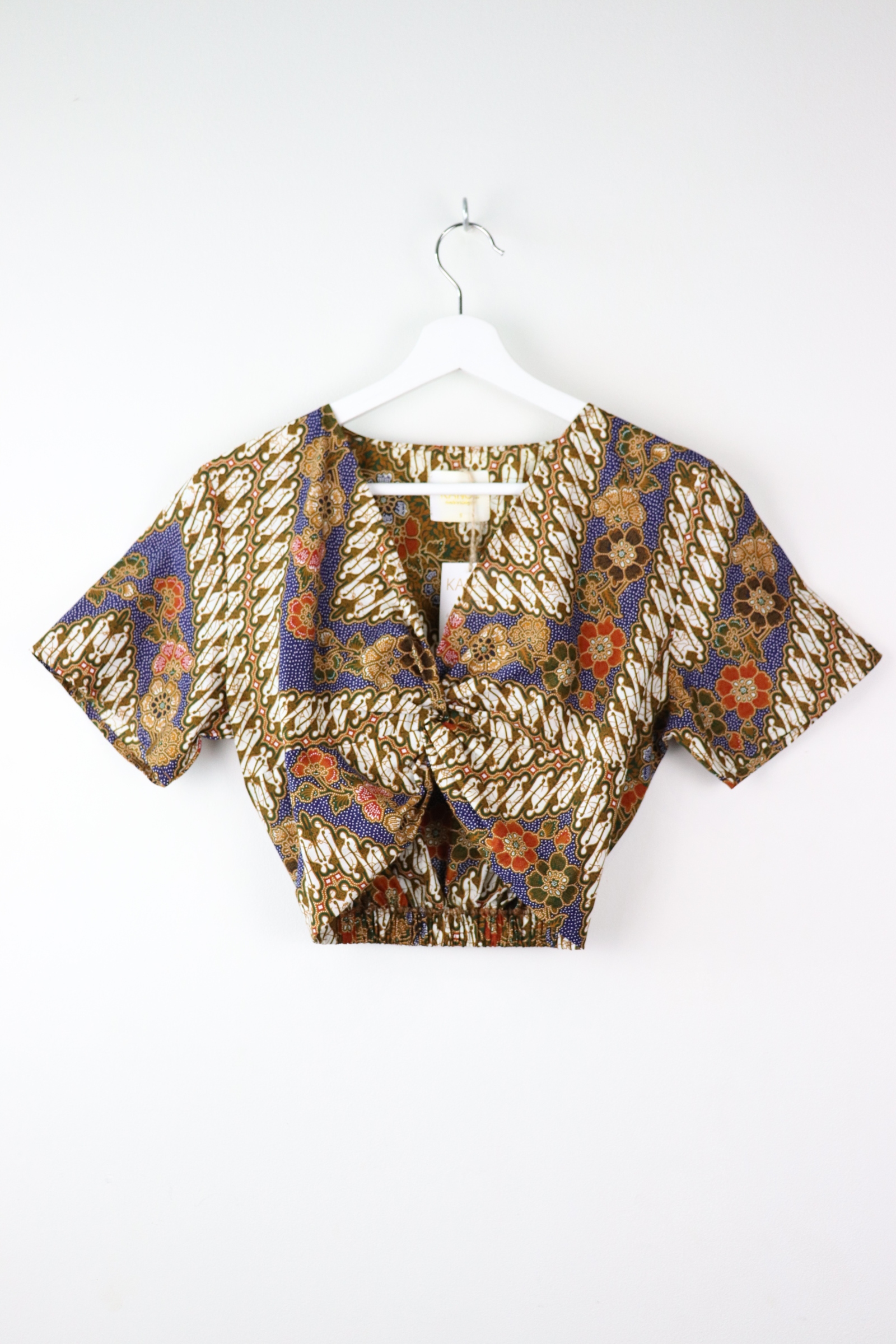Twisted Front Batik Top - Marrakech Garden (Blue)