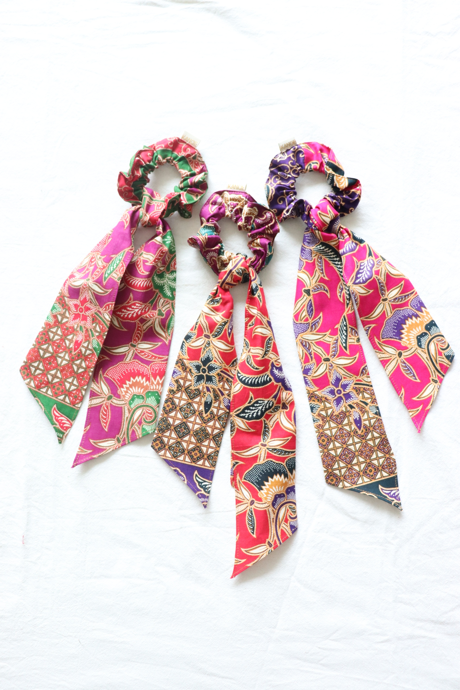 Batik Scrunchie w/ Ribbon [Set of 3] - Freya