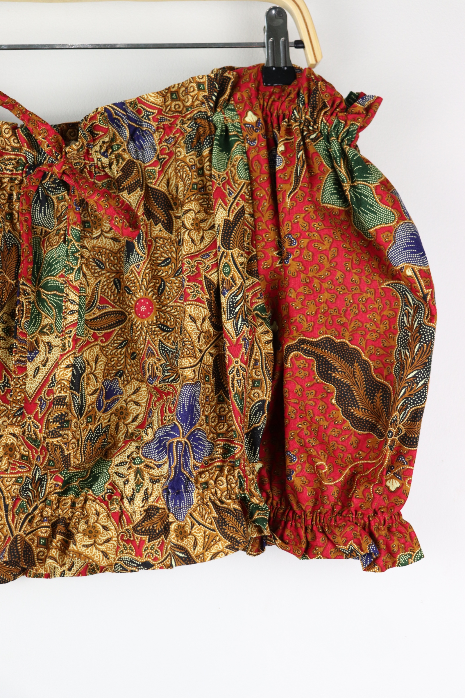 Off-Shoulder Batik Blouse - Rusty