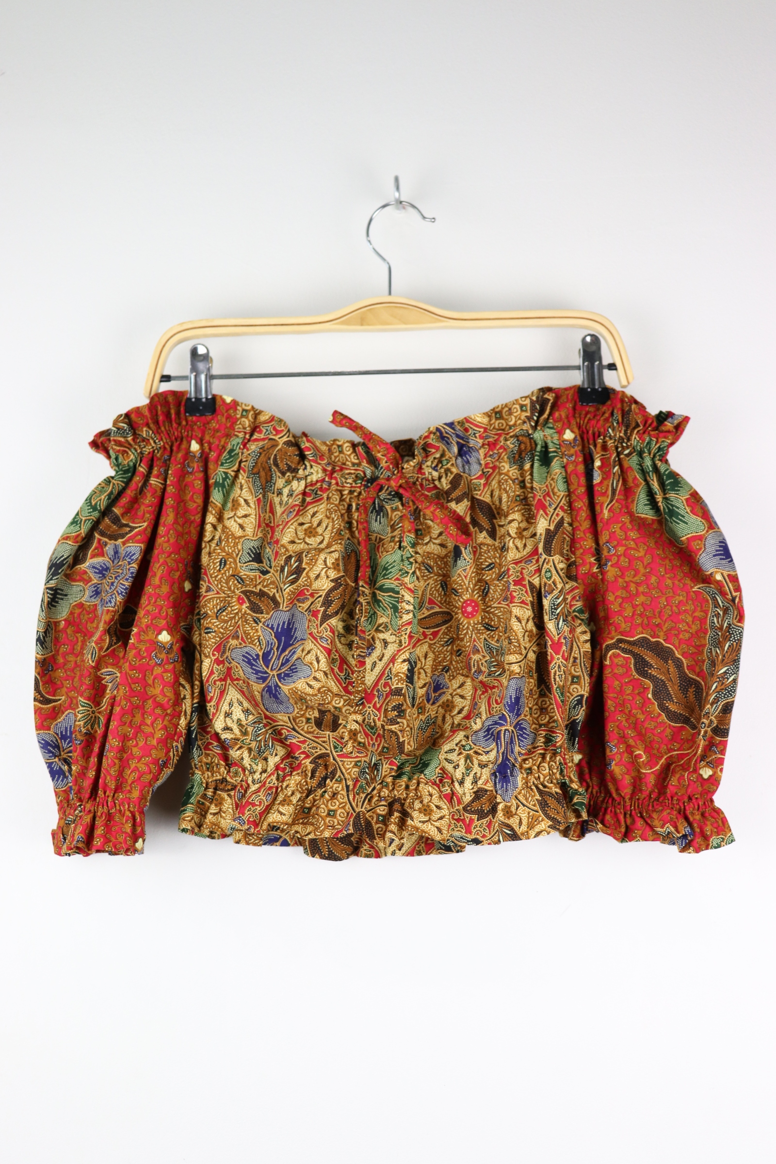 Off-Shoulder Batik Blouse - Rusty