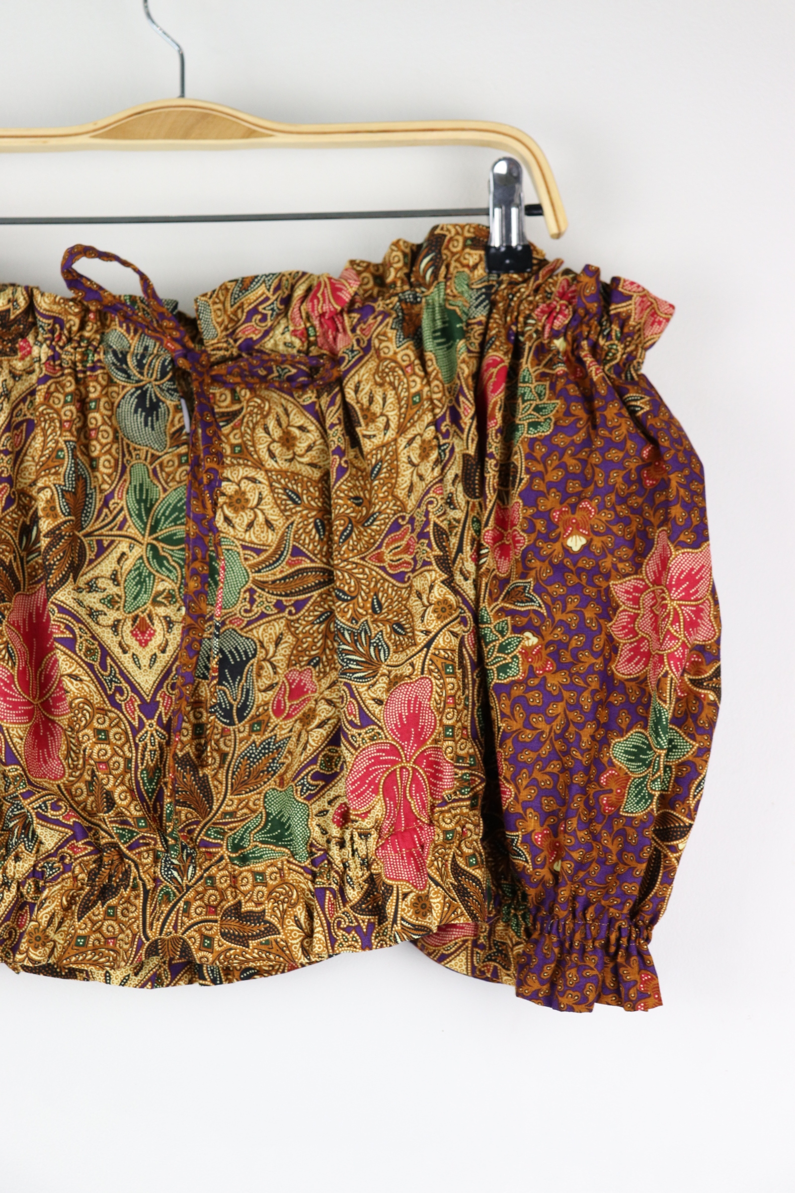 Off-Shoulder Batik Blouse -Amethyst