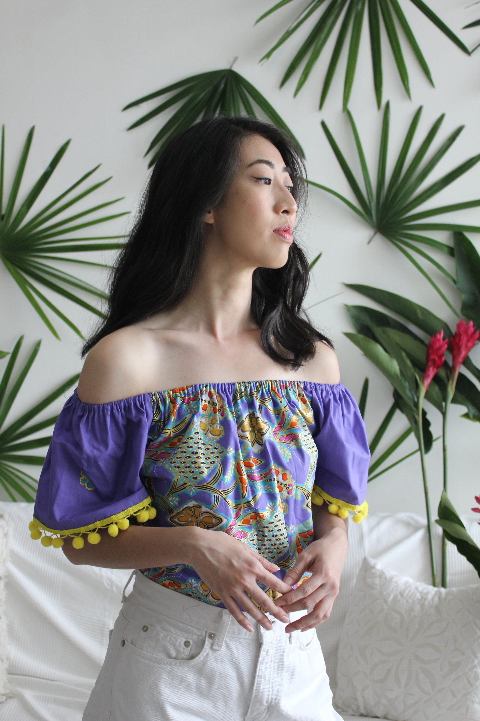 PomPom Batik Top - Peach Twirl