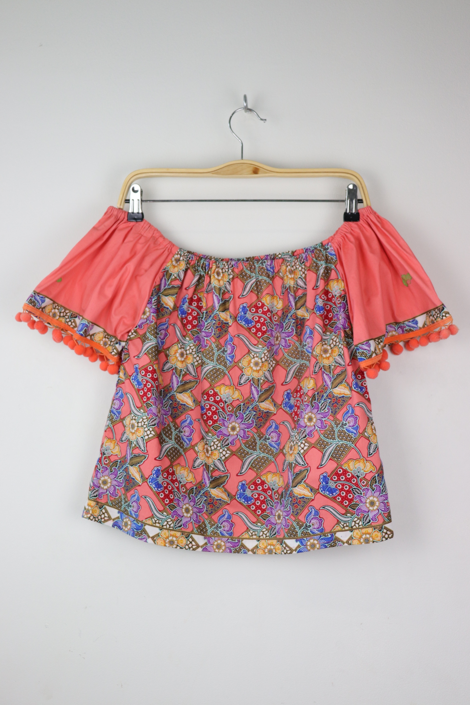 PomPom Batik Top - Peach Twirl