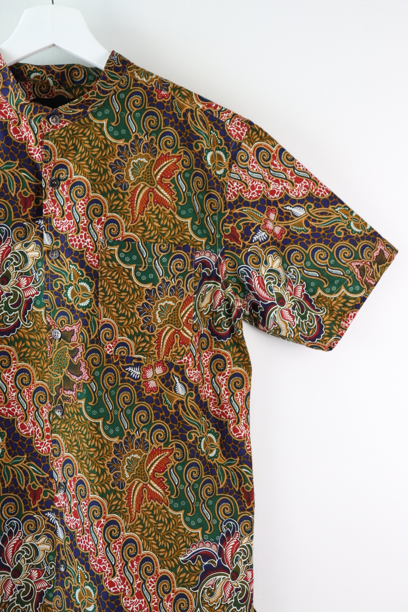 KANOEMEN Stand Collar Batik Shirt - Valen (Blue) (S)