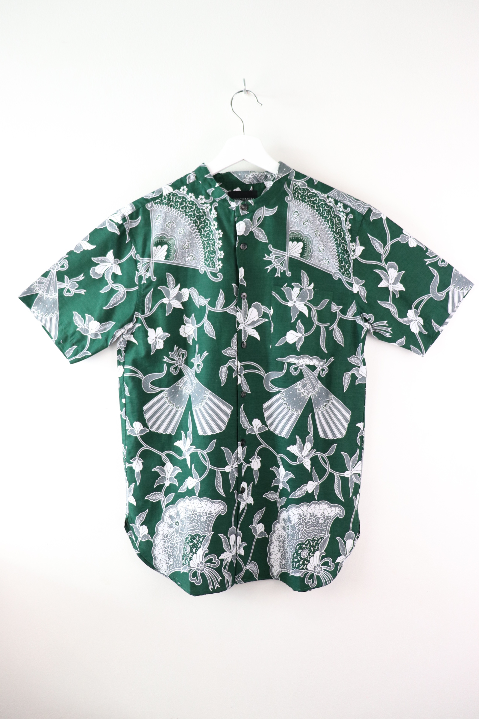 KANOEMEN Stand Collar Batik Shirt - Greenman (S)