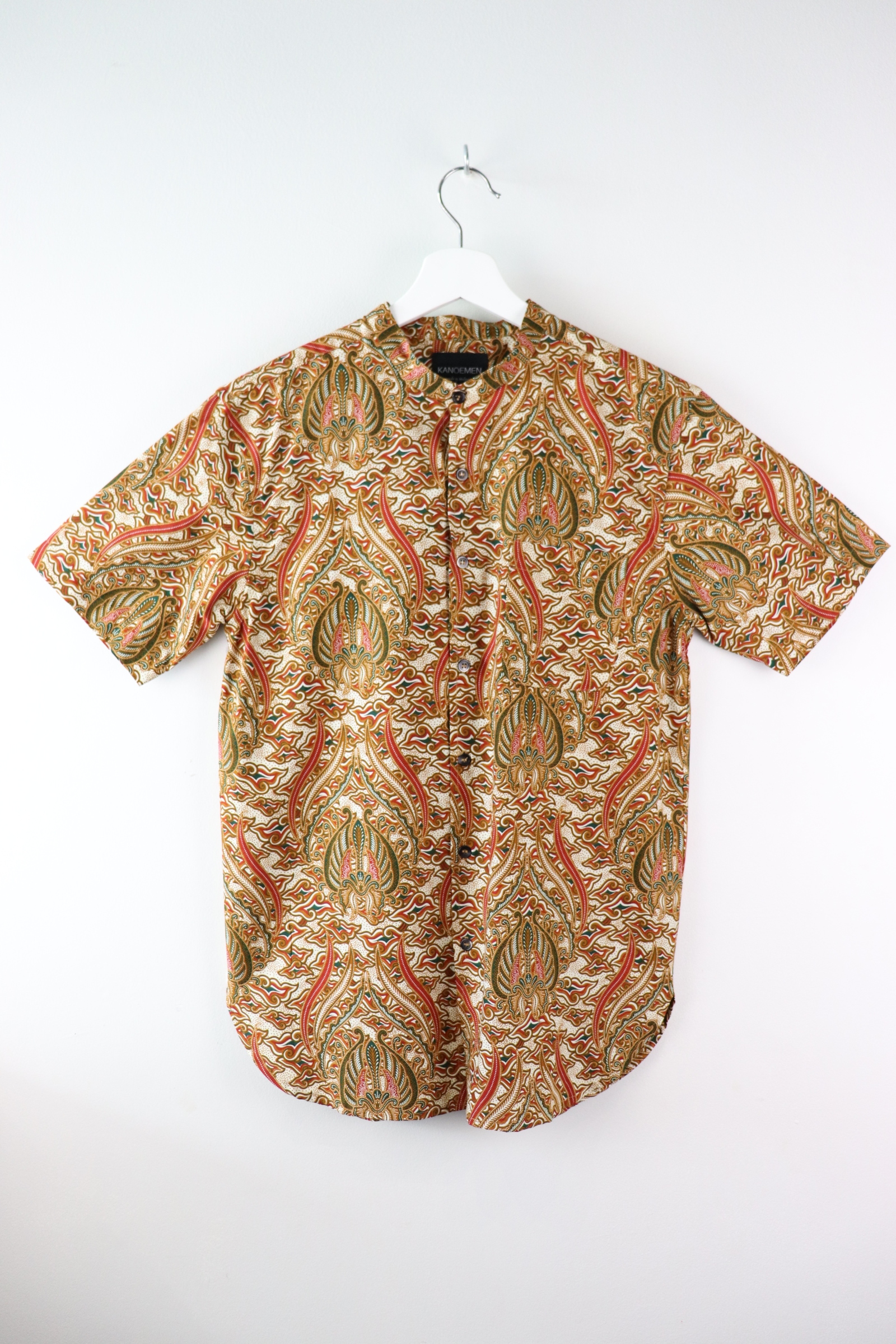 KANOEMEN Stand Collar Batik Shirt - Nihon (Green) (S)