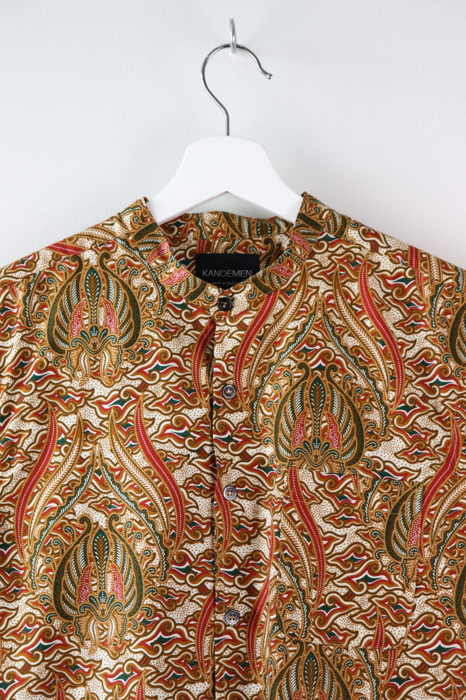 KANOEMEN Stand Collar Batik Shirt - Nihon (Green) (S)