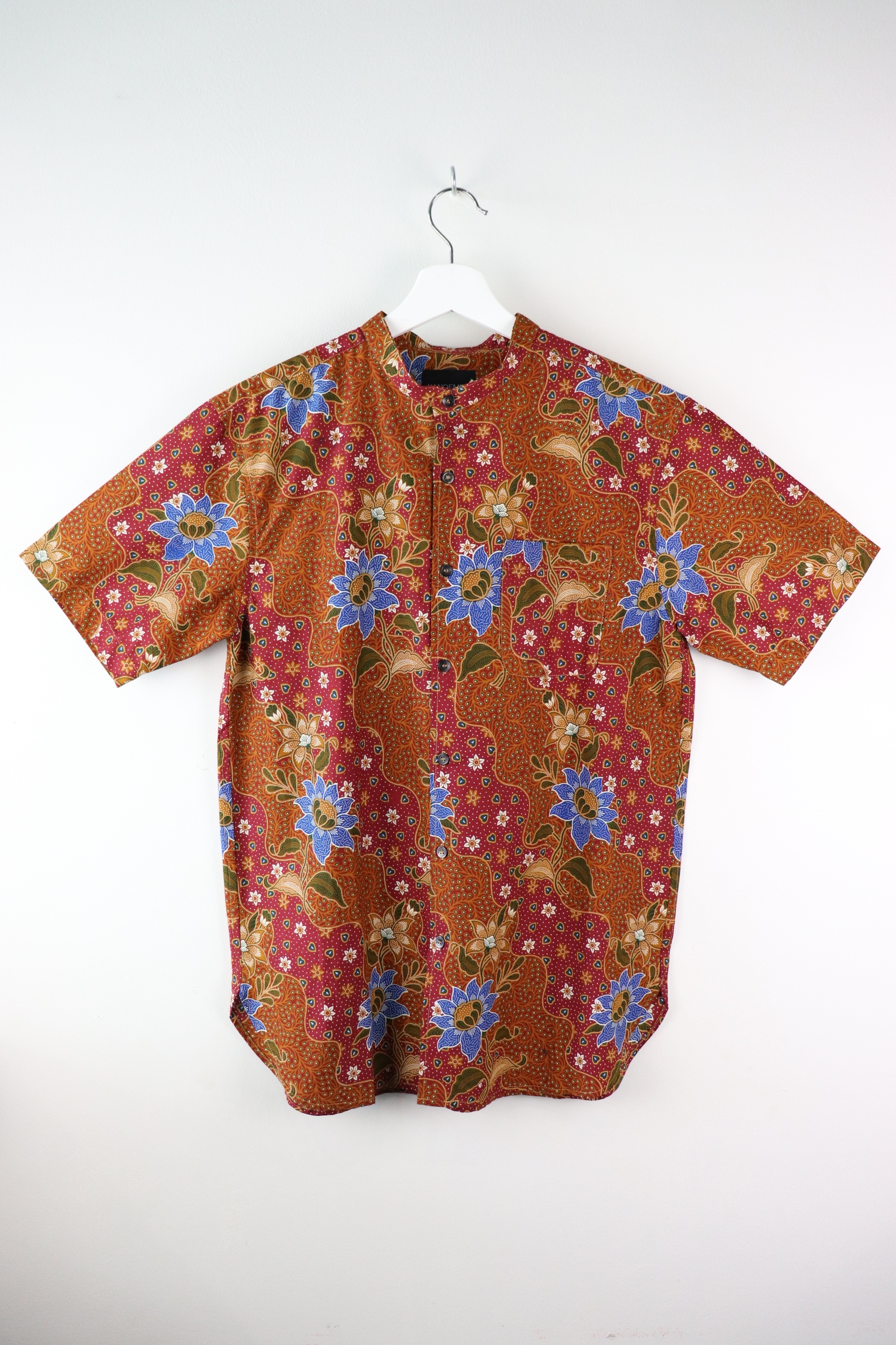KANOEMEN Stand Collar Batik Shirt - Maroon (M)