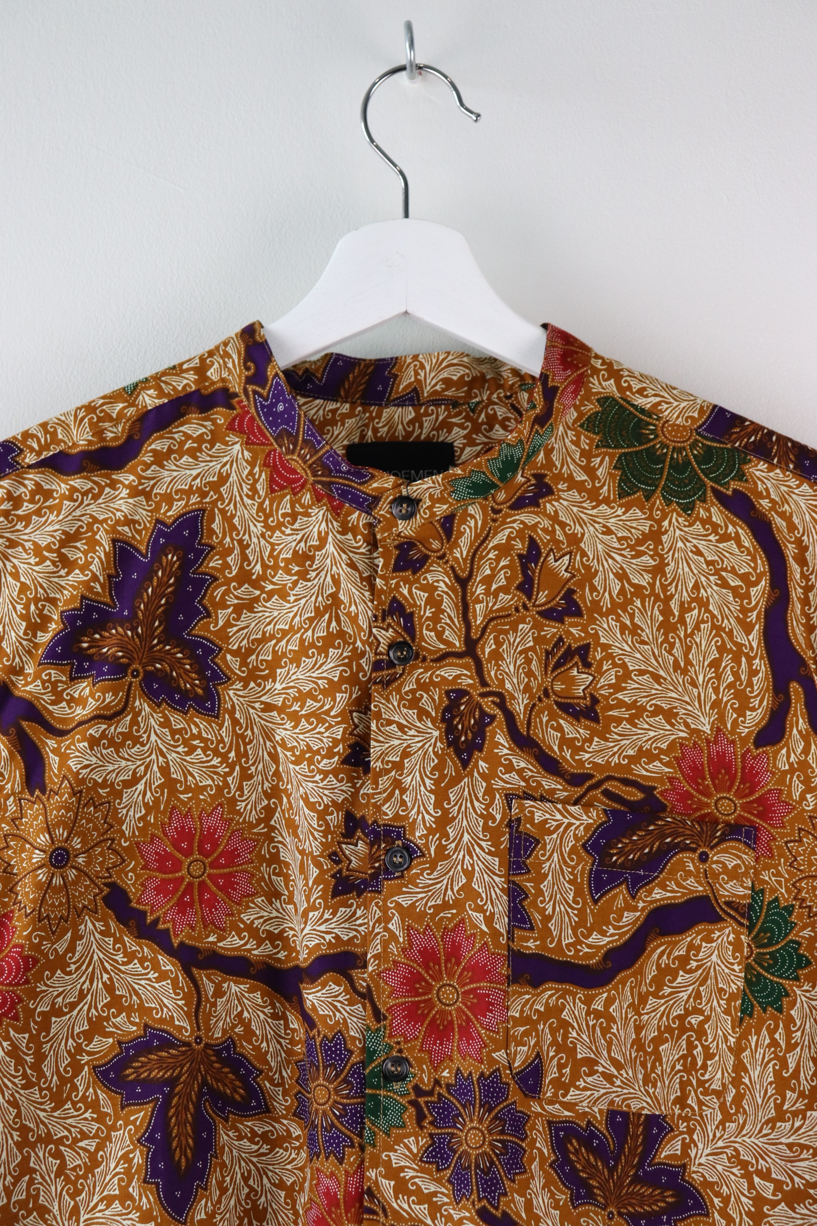 KANOEMEN Stand Collar Batik Shirt - Augustman (Purple) (M)
