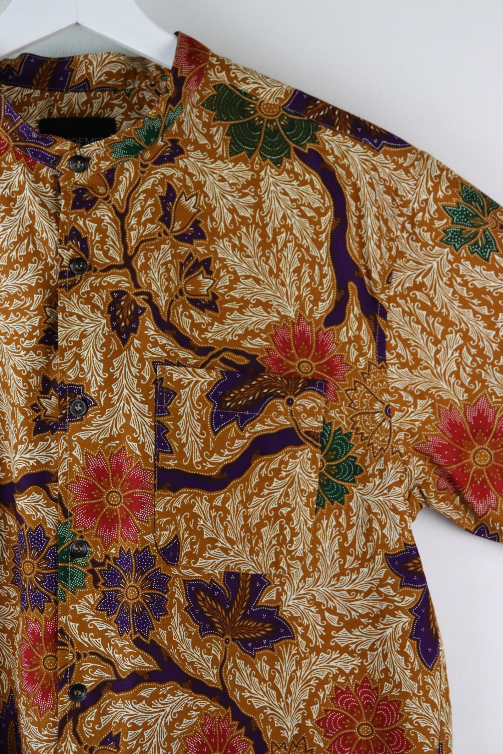 KANOEMEN Stand Collar Batik Shirt - Autumnson (Purple) (L)