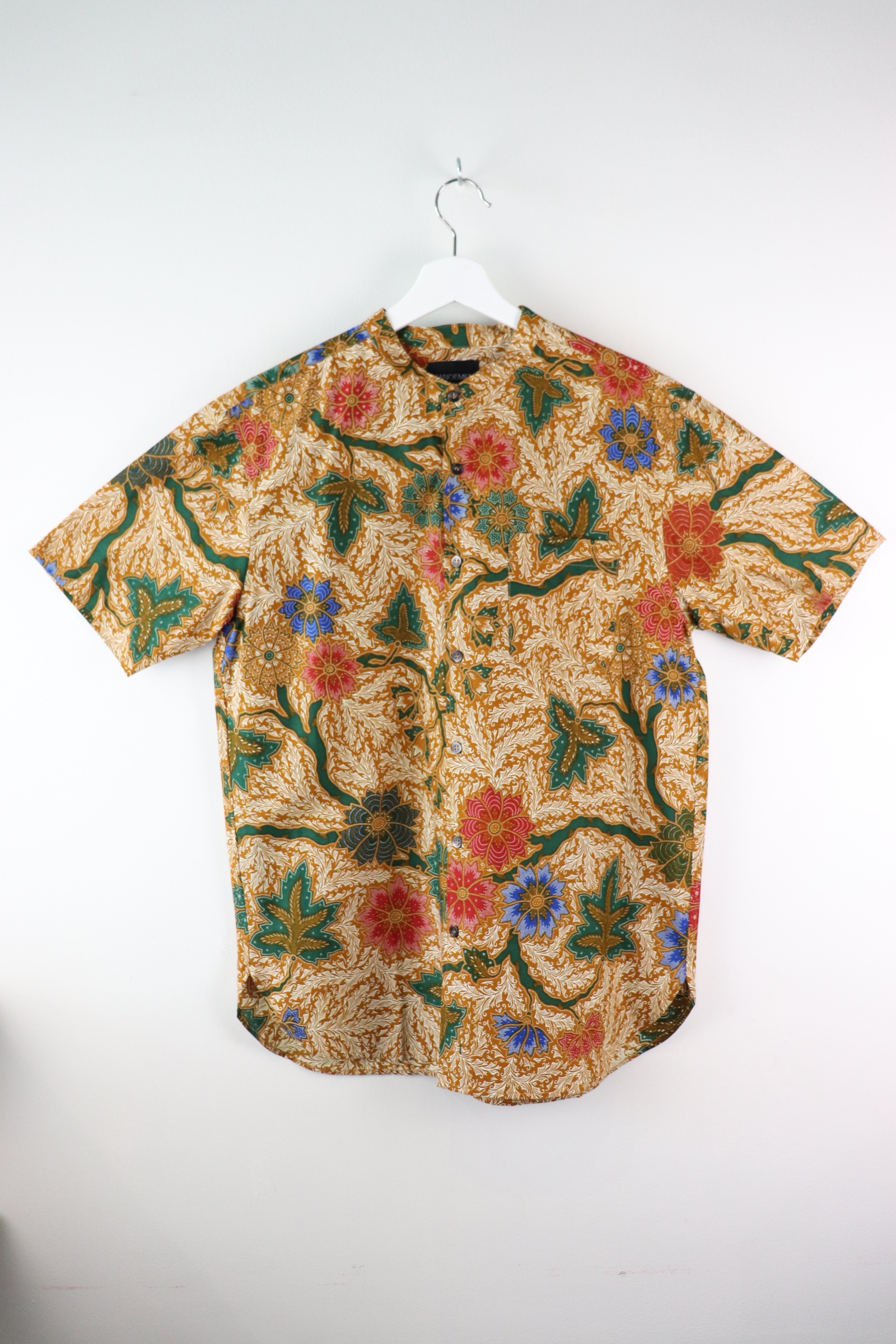 KANOEMEN Stand Collar Batik Shirt -Autumnson (Green) (L)