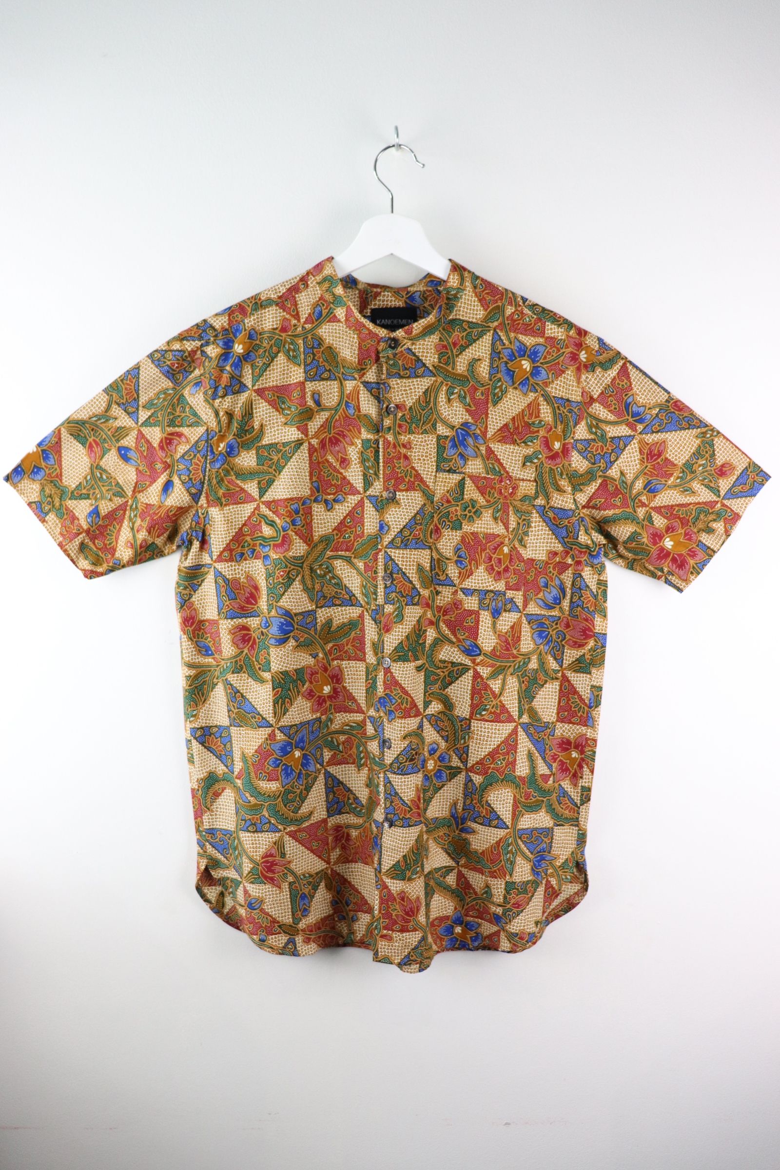 KANOEMEN Stand Collar Batik Shirt - Spring (Blue) (L)