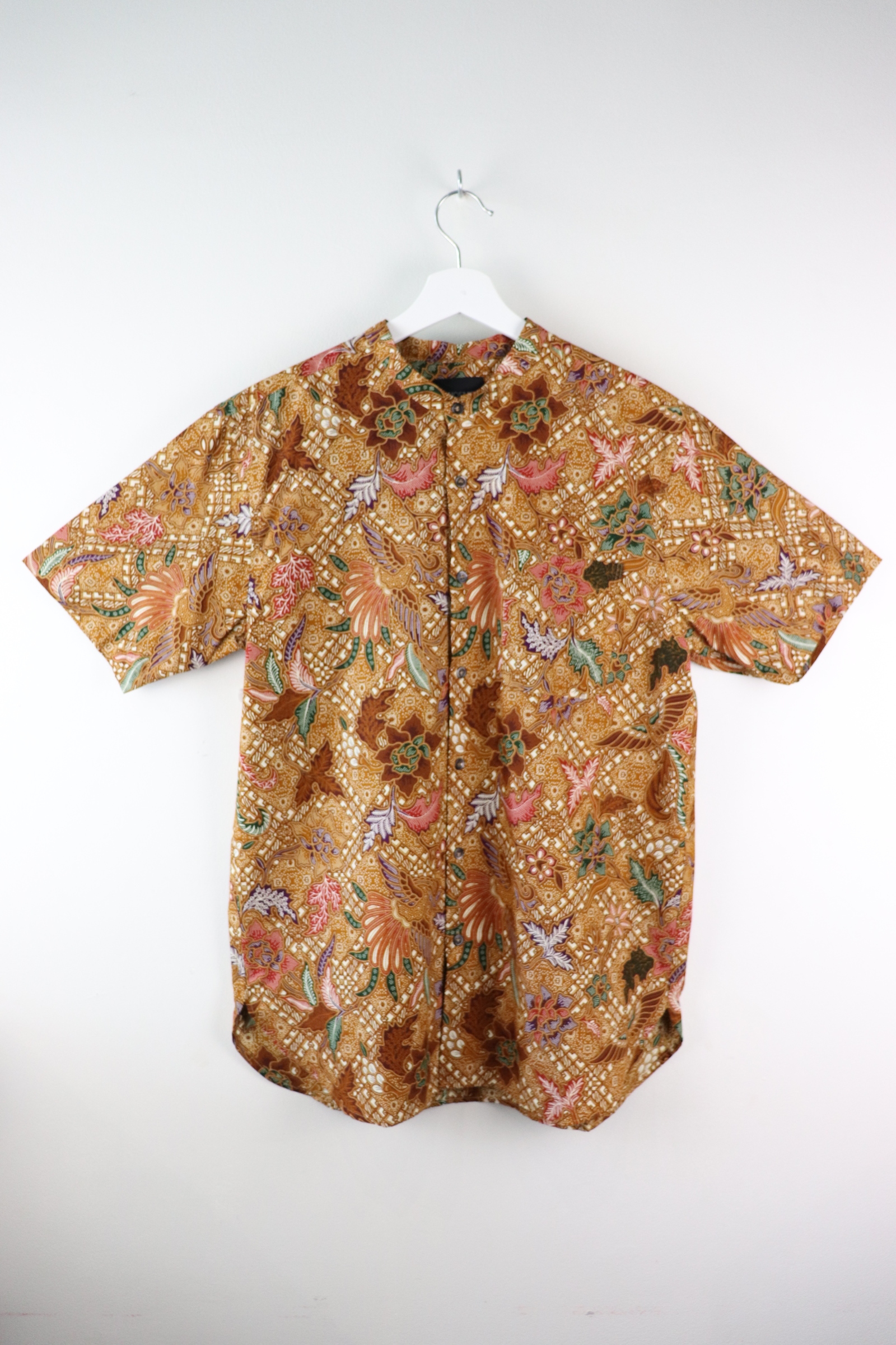 KANOEMEN Stand Collar Batik Shirt - Summerine (Purple) (L)