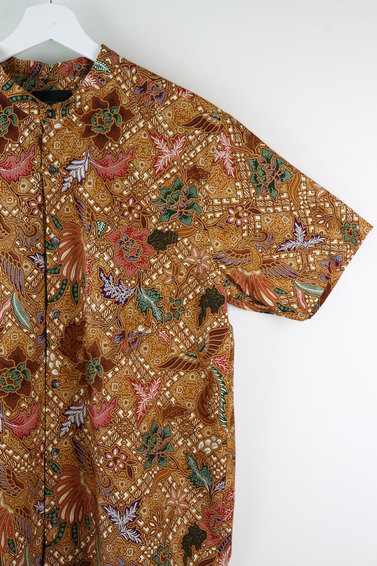KANOEMEN Stand Collar Batik Shirt - Summerine (Purple) (L)