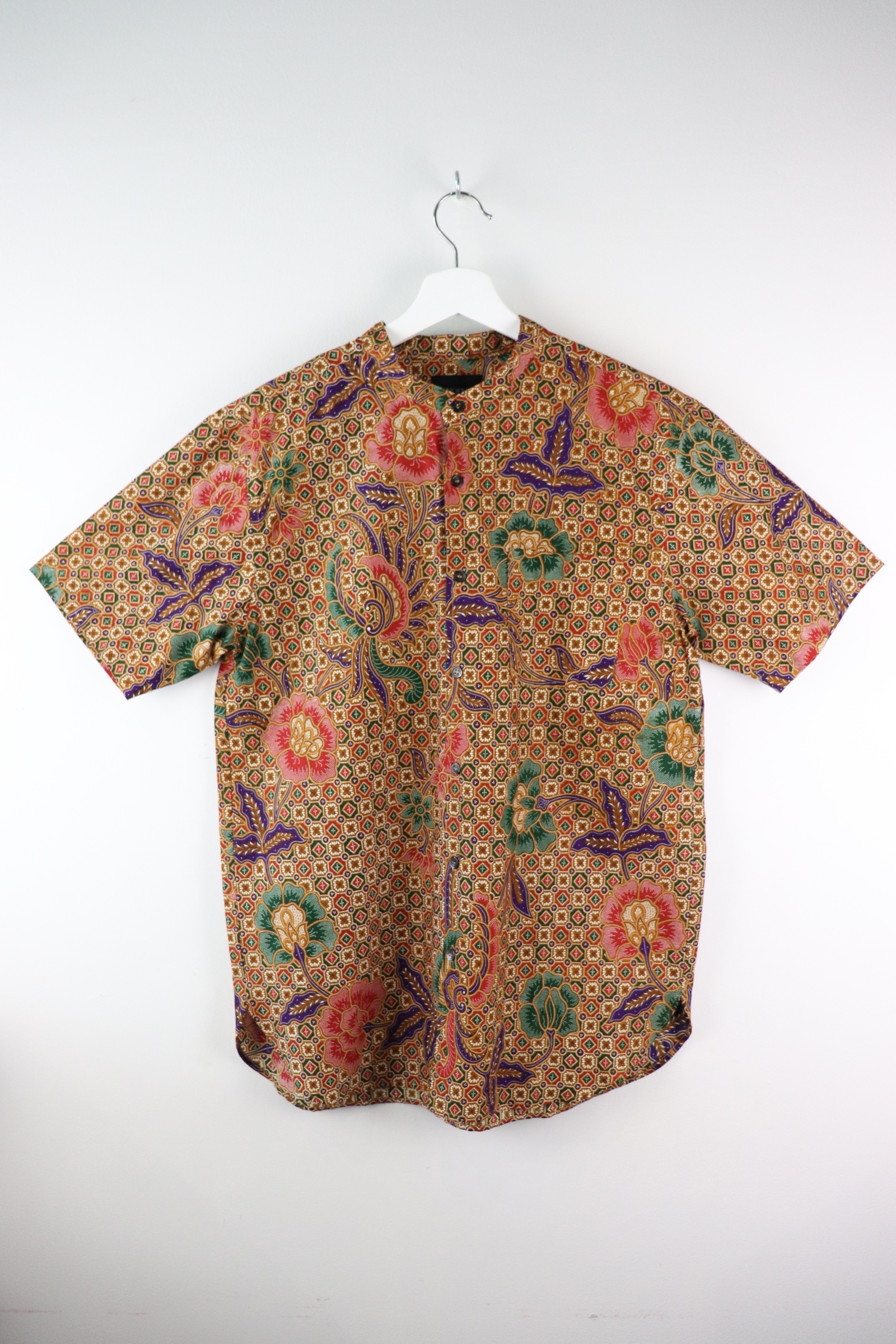 KANOEMEN Stand Collar Batik Shirt - Dawn (Purple) (L)