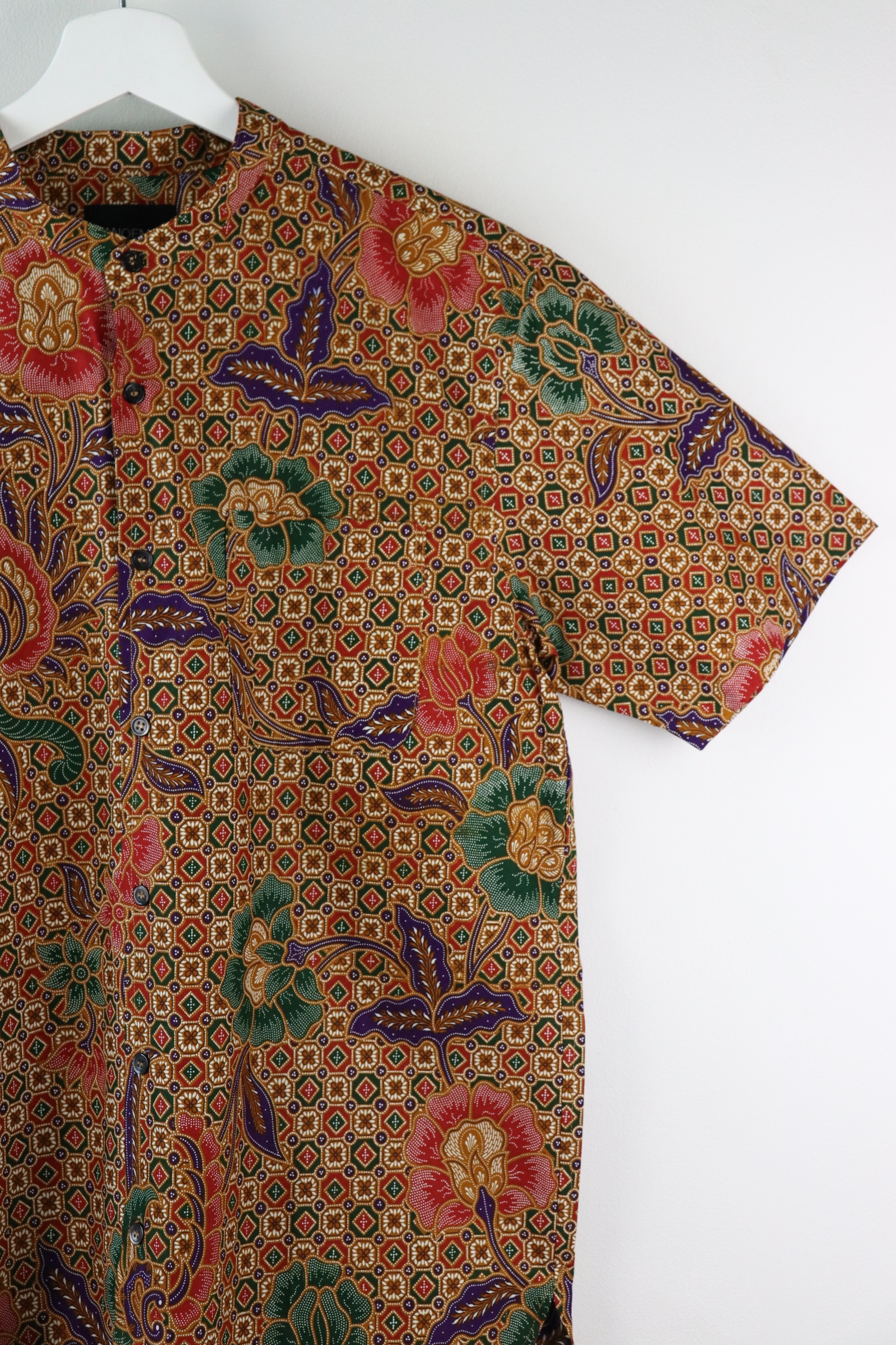 KANOEMEN Stand Collar Batik Shirt - Dawn (Purple) (L)